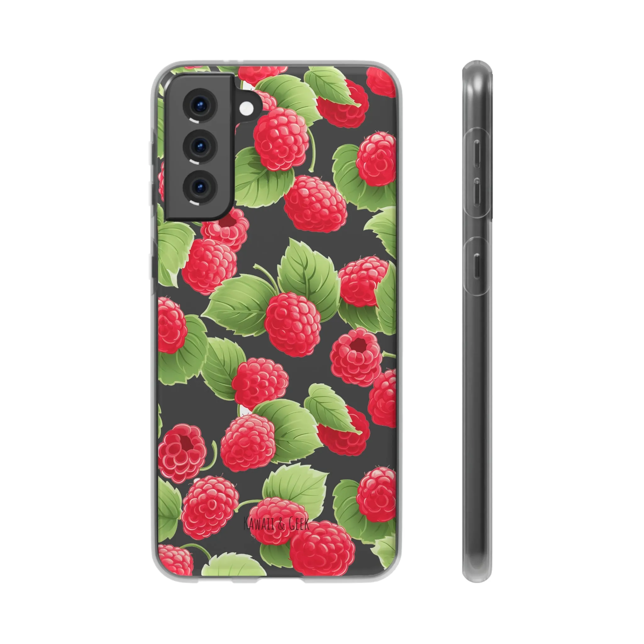 Raspberry Delight: Transparent Flexi Phone Case