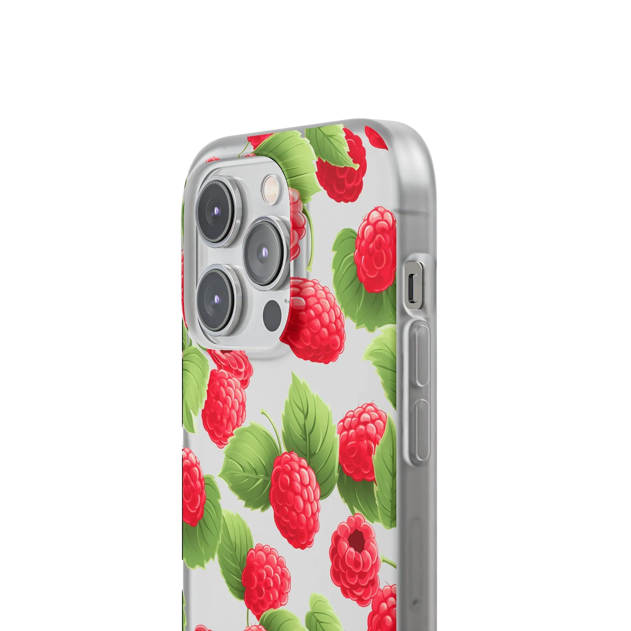 Raspberry Delight: Transparent Flexi Phone Case