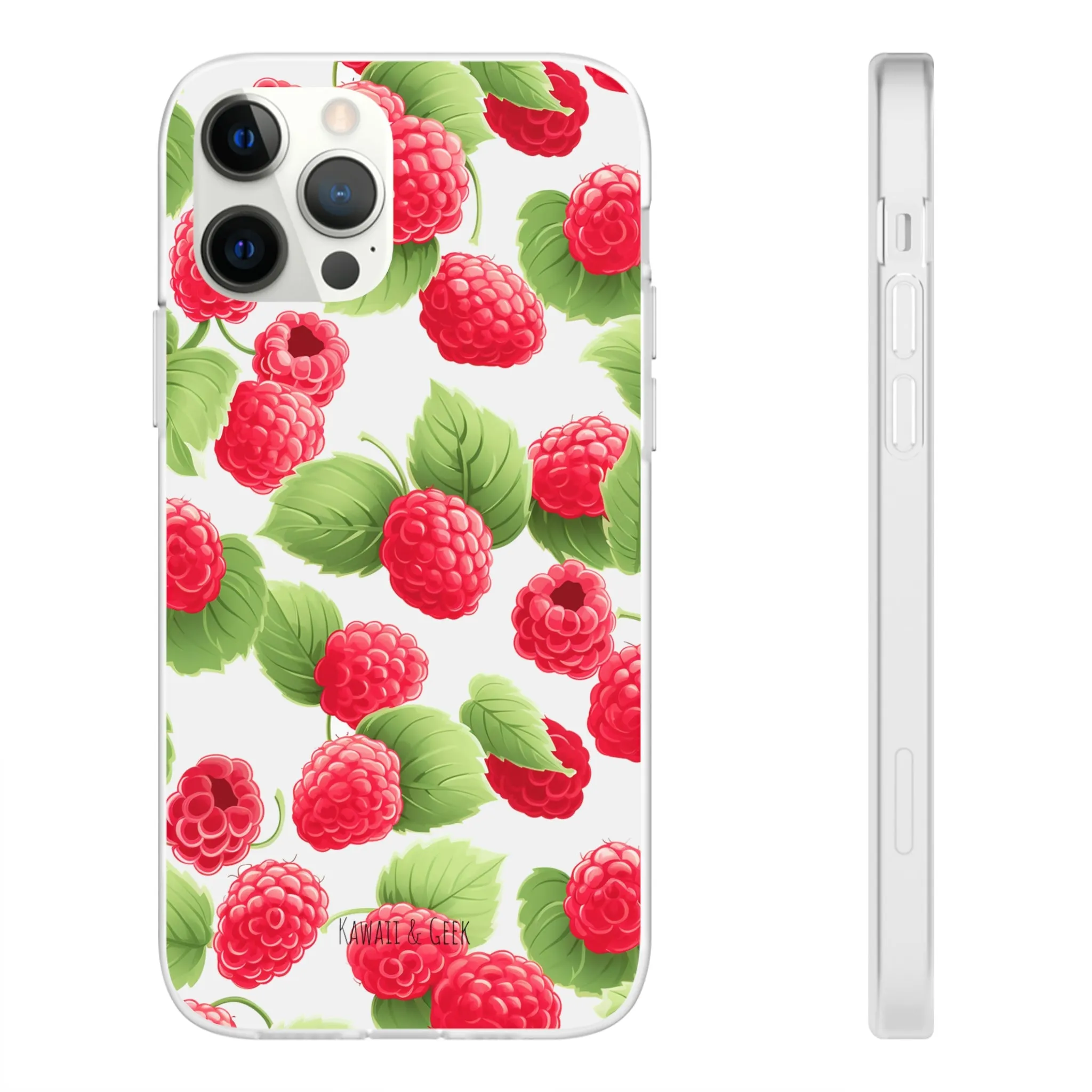 Raspberry Delight: Transparent Flexi Phone Case