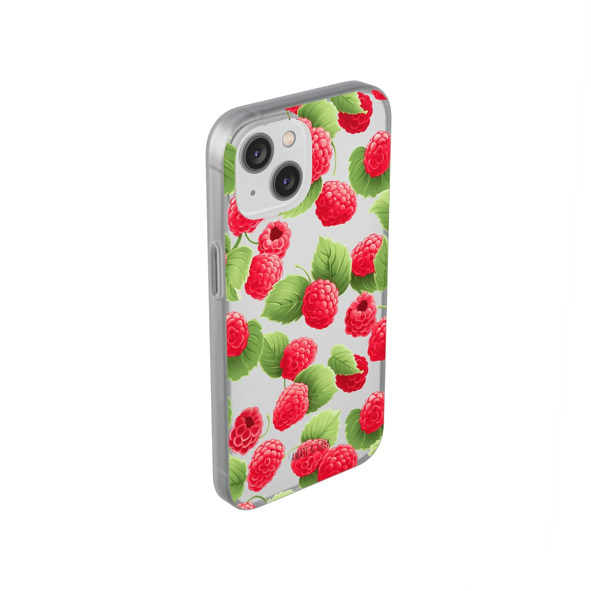 Raspberry Delight: Transparent Flexi Phone Case
