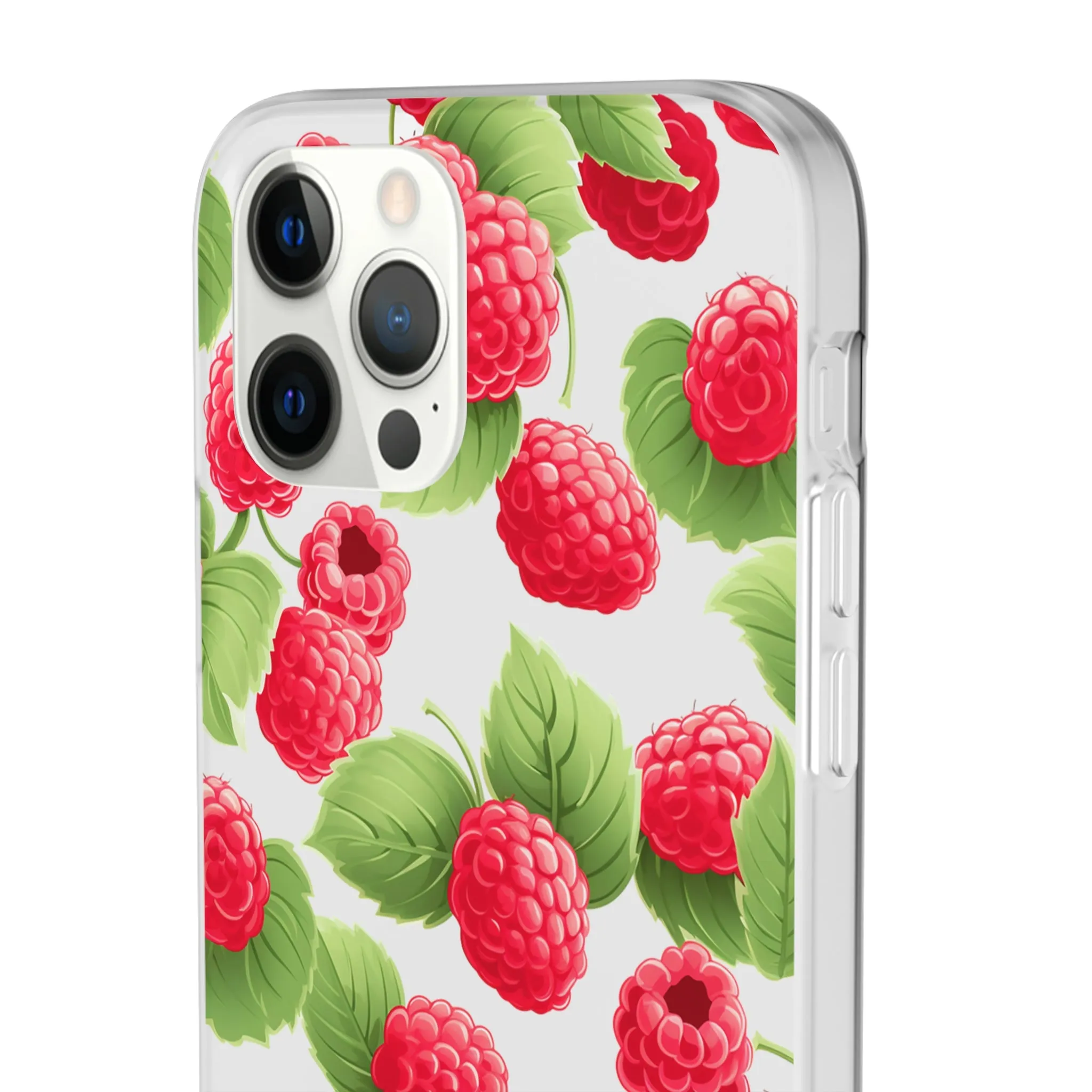 Raspberry Delight: Transparent Flexi Phone Case