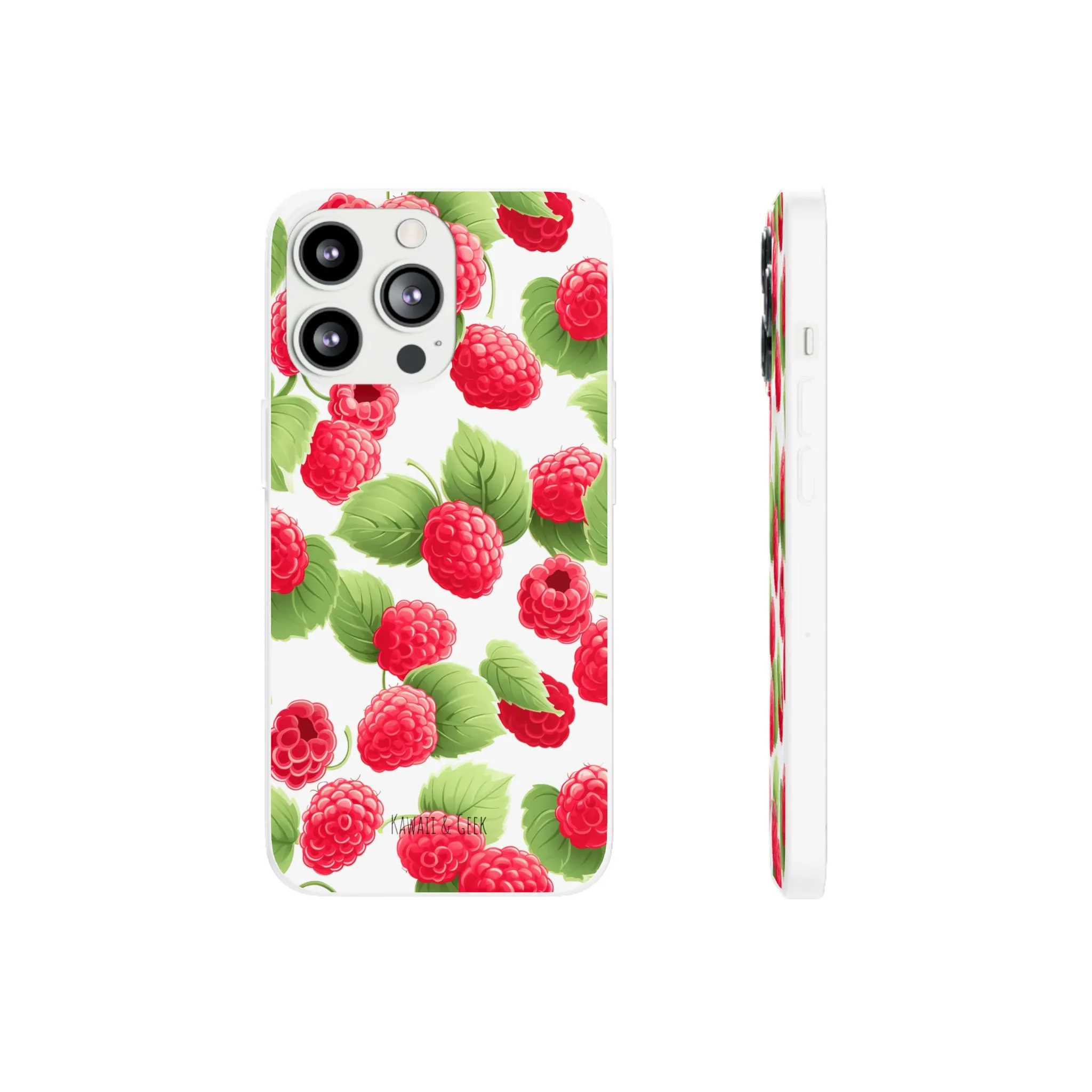 Raspberry Delight: Transparent Flexi Phone Case