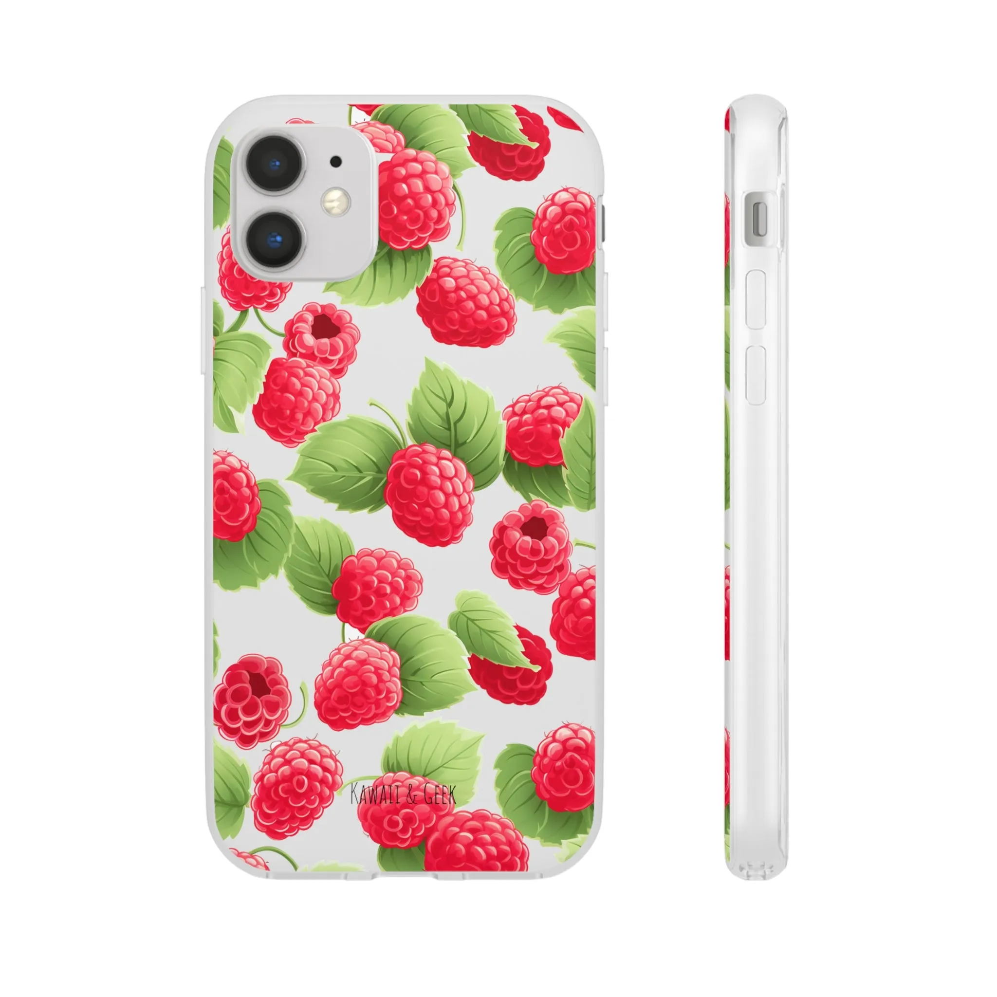 Raspberry Delight: Transparent Flexi Phone Case