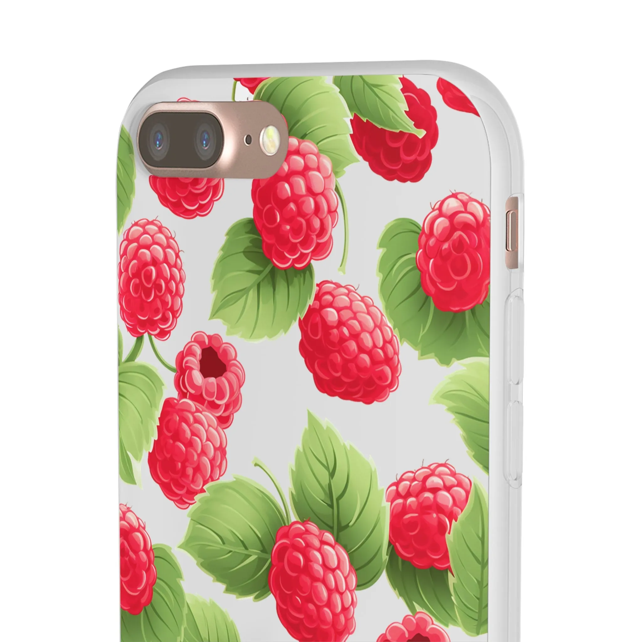 Raspberry Delight: Transparent Flexi Phone Case