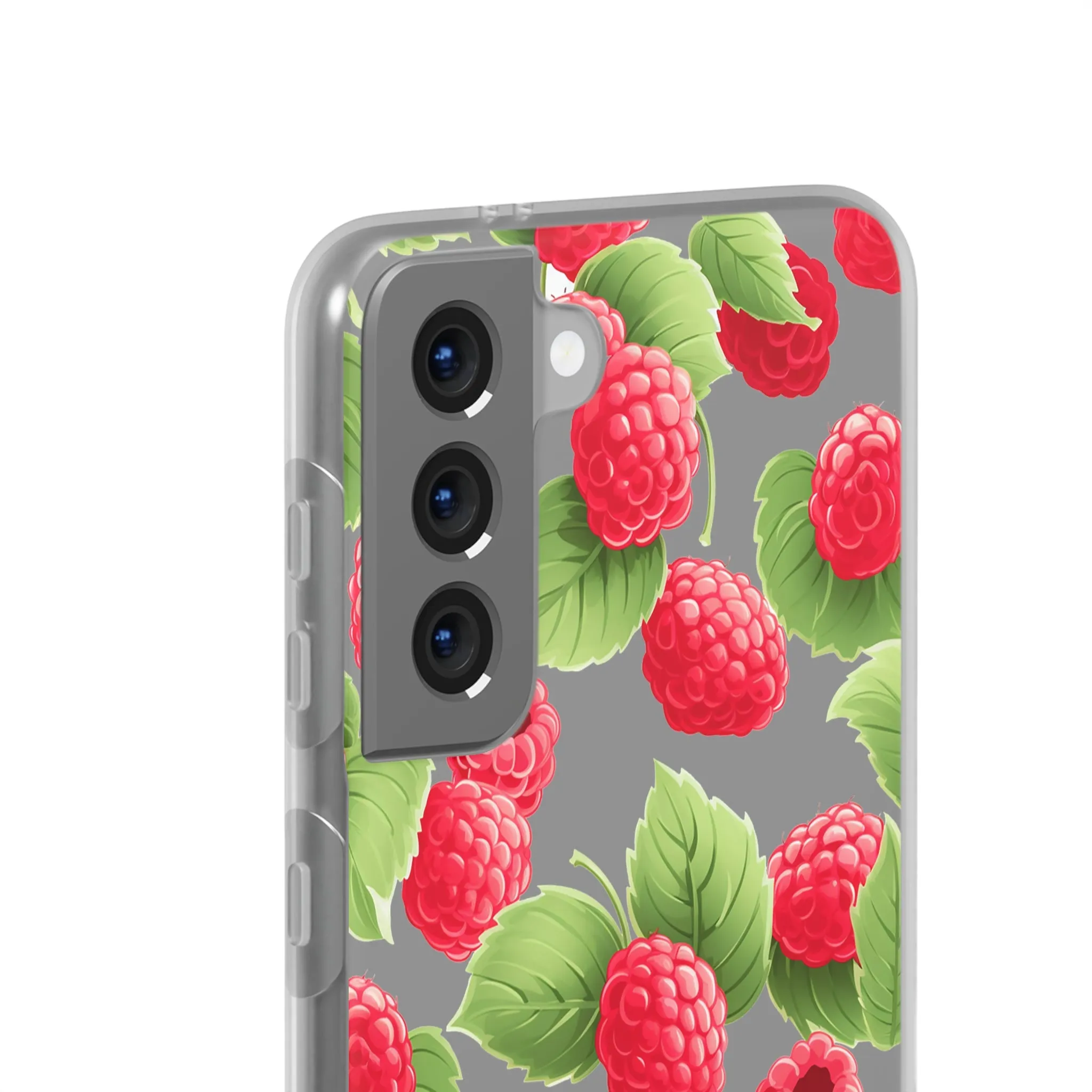 Raspberry Delight: Transparent Flexi Phone Case