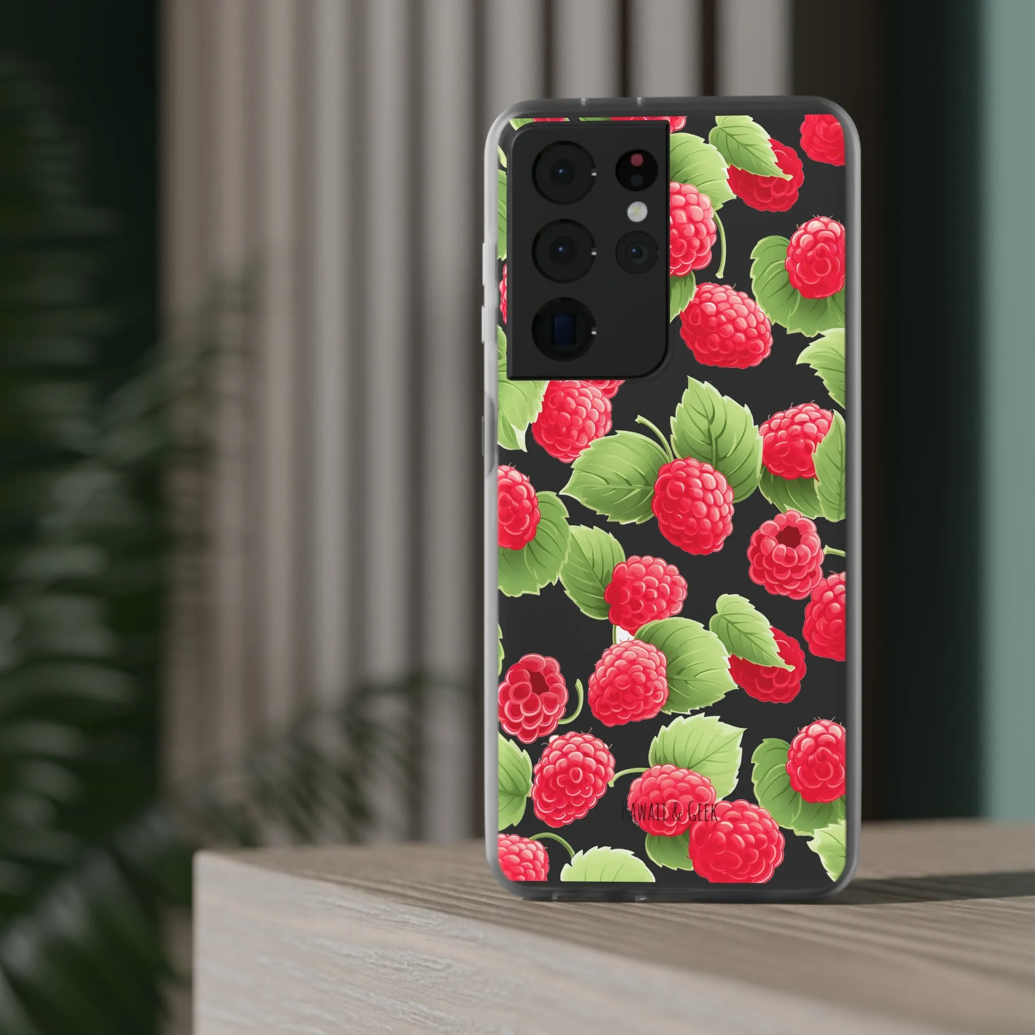 Raspberry Delight: Transparent Flexi Phone Case