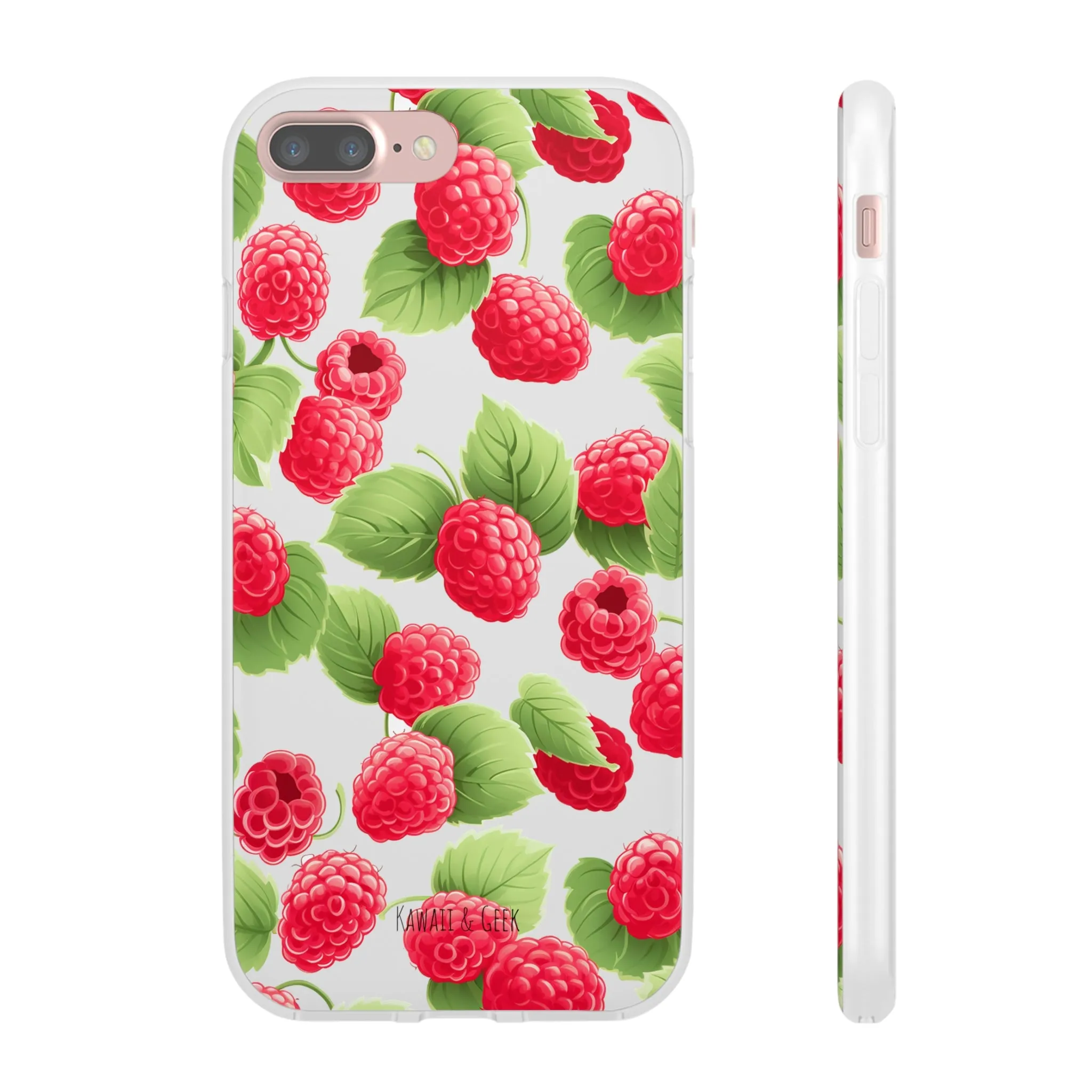 Raspberry Delight: Transparent Flexi Phone Case