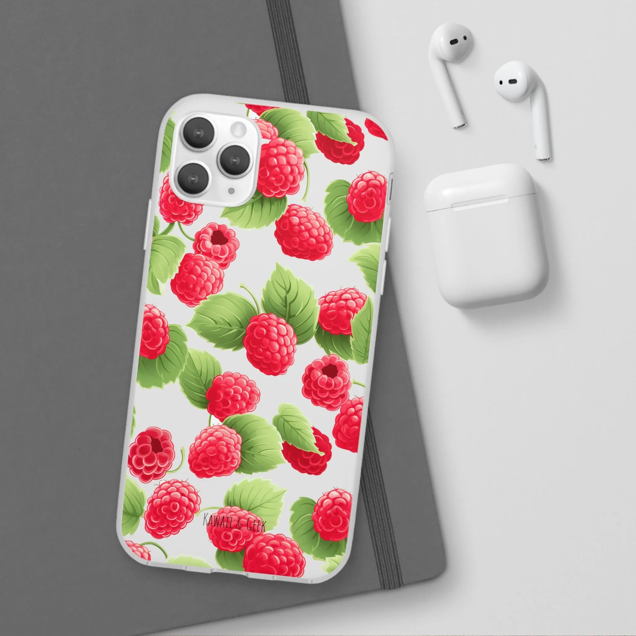 Raspberry Delight: Transparent Flexi Phone Case