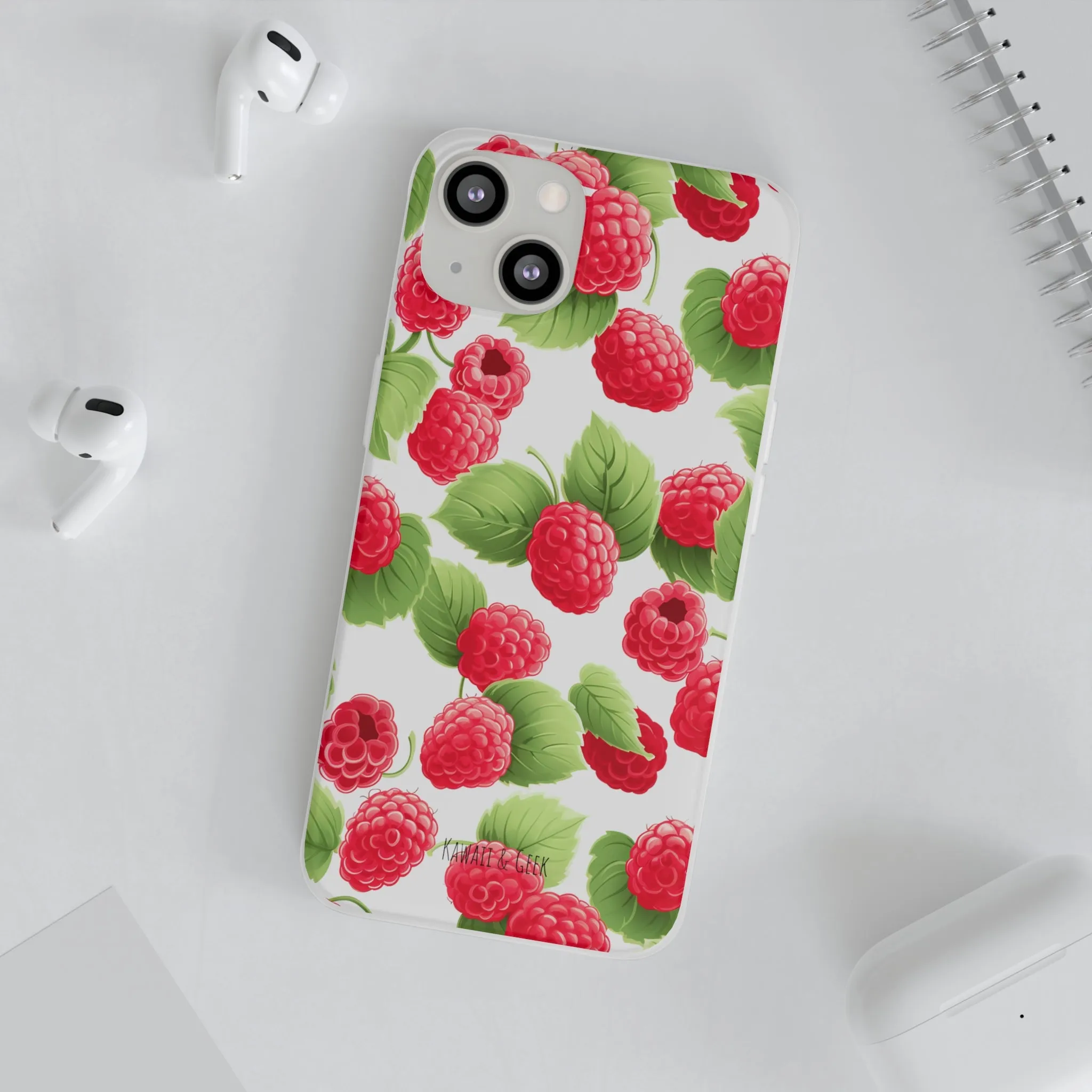 Raspberry Delight: Transparent Flexi Phone Case