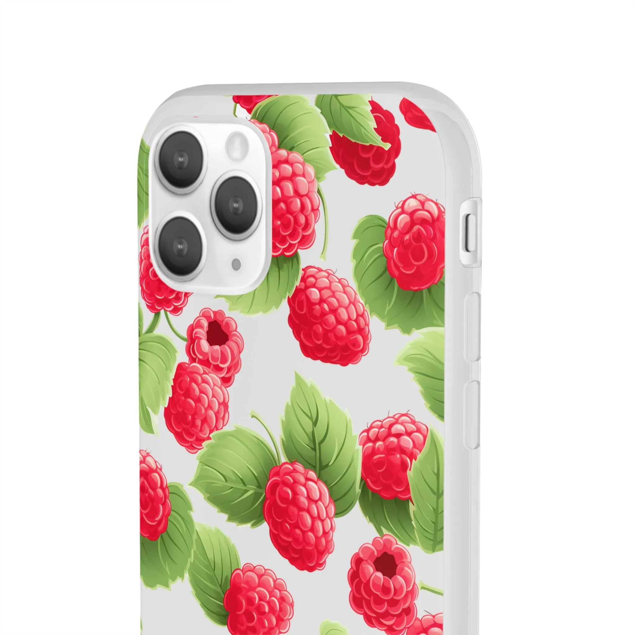 Raspberry Delight: Transparent Flexi Phone Case