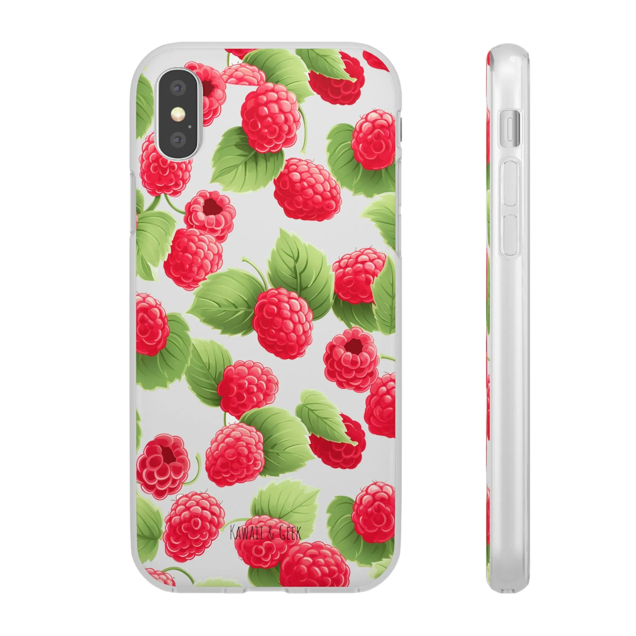 Raspberry Delight: Transparent Flexi Phone Case