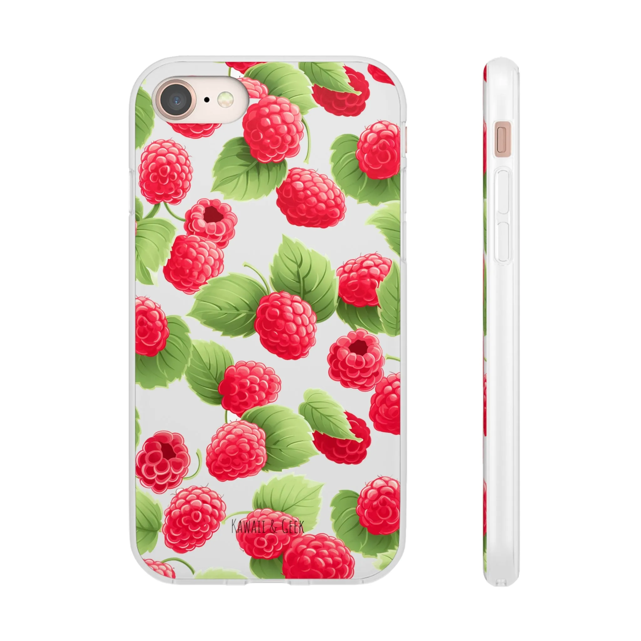 Raspberry Delight: Transparent Flexi Phone Case