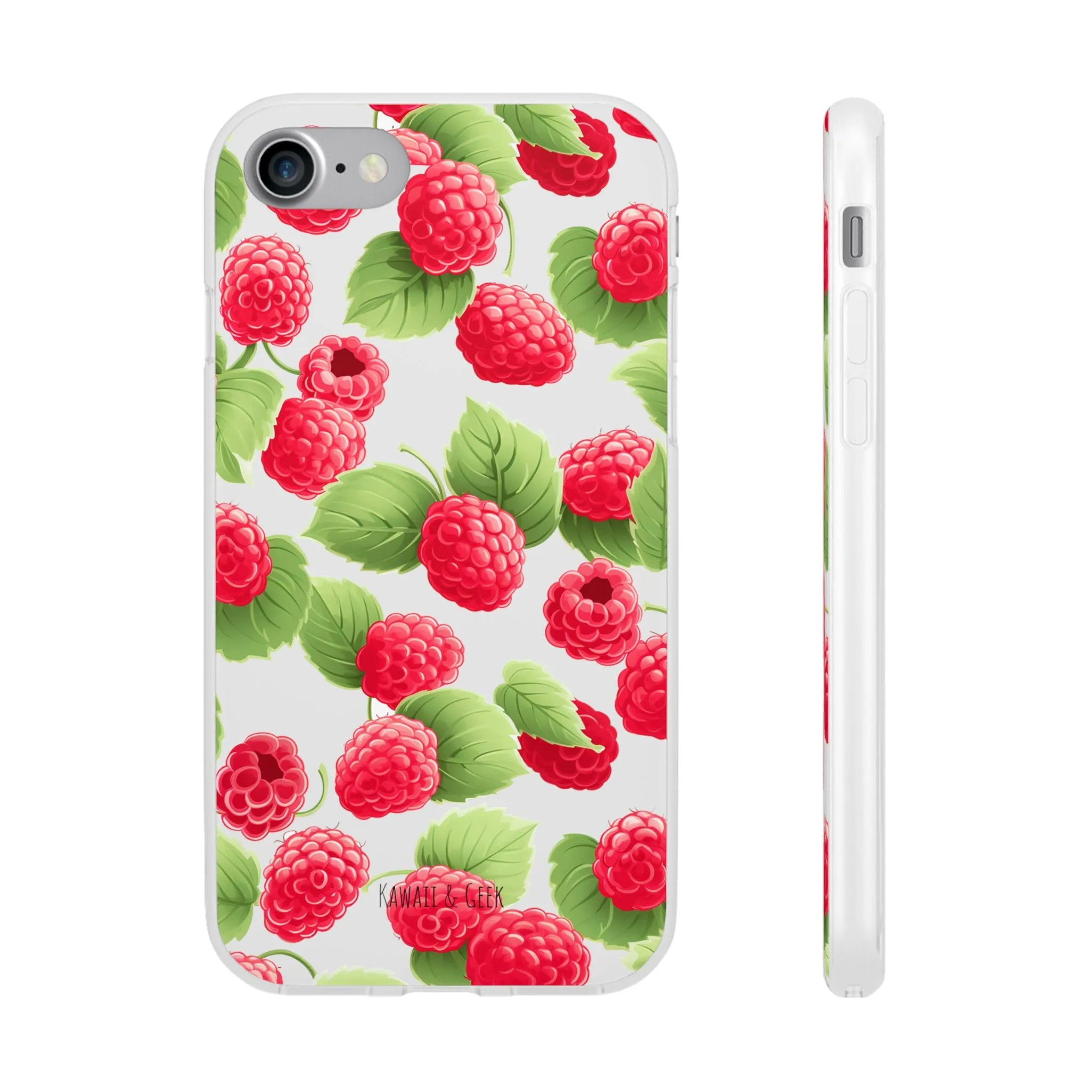 Raspberry Delight: Transparent Flexi Phone Case
