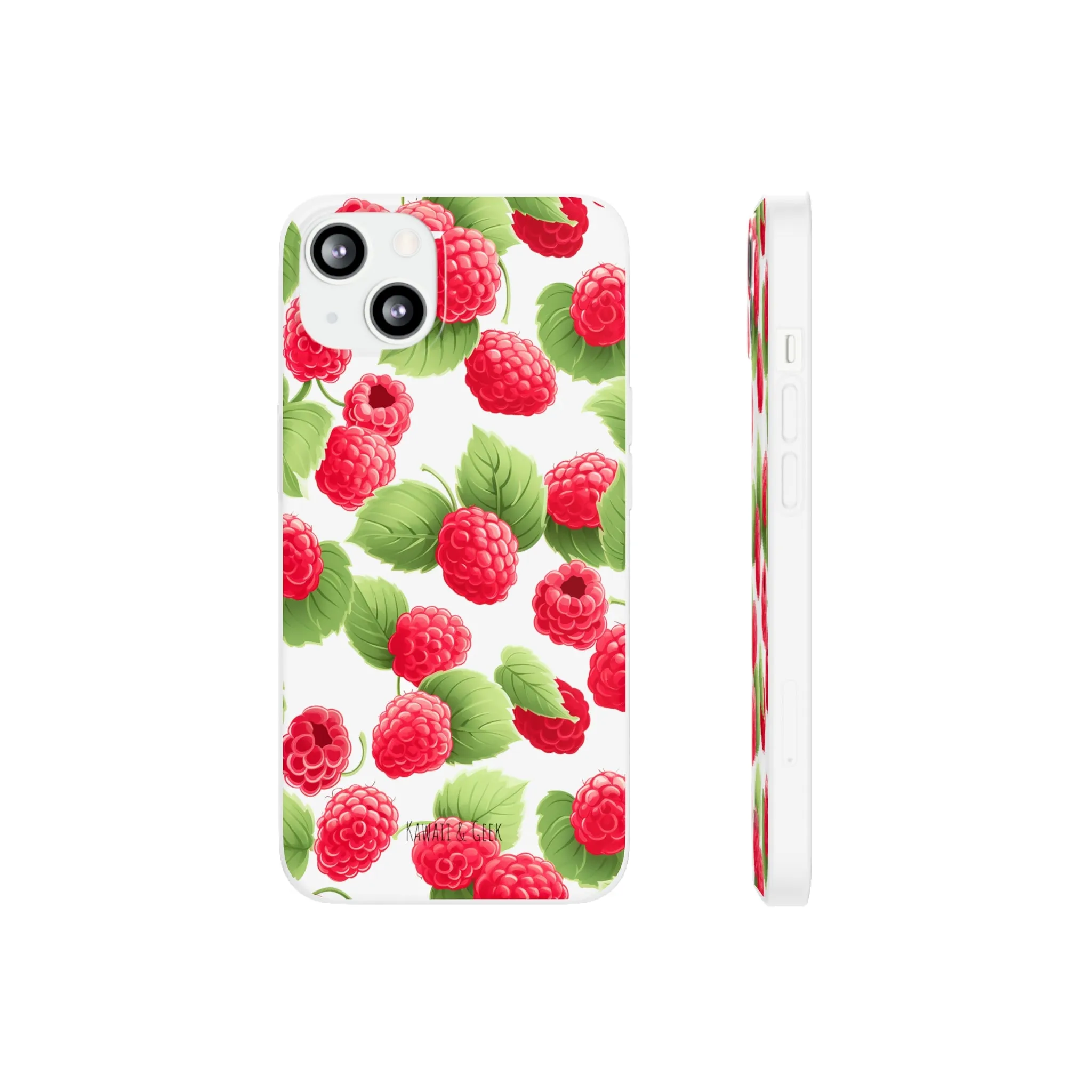 Raspberry Delight: Transparent Flexi Phone Case