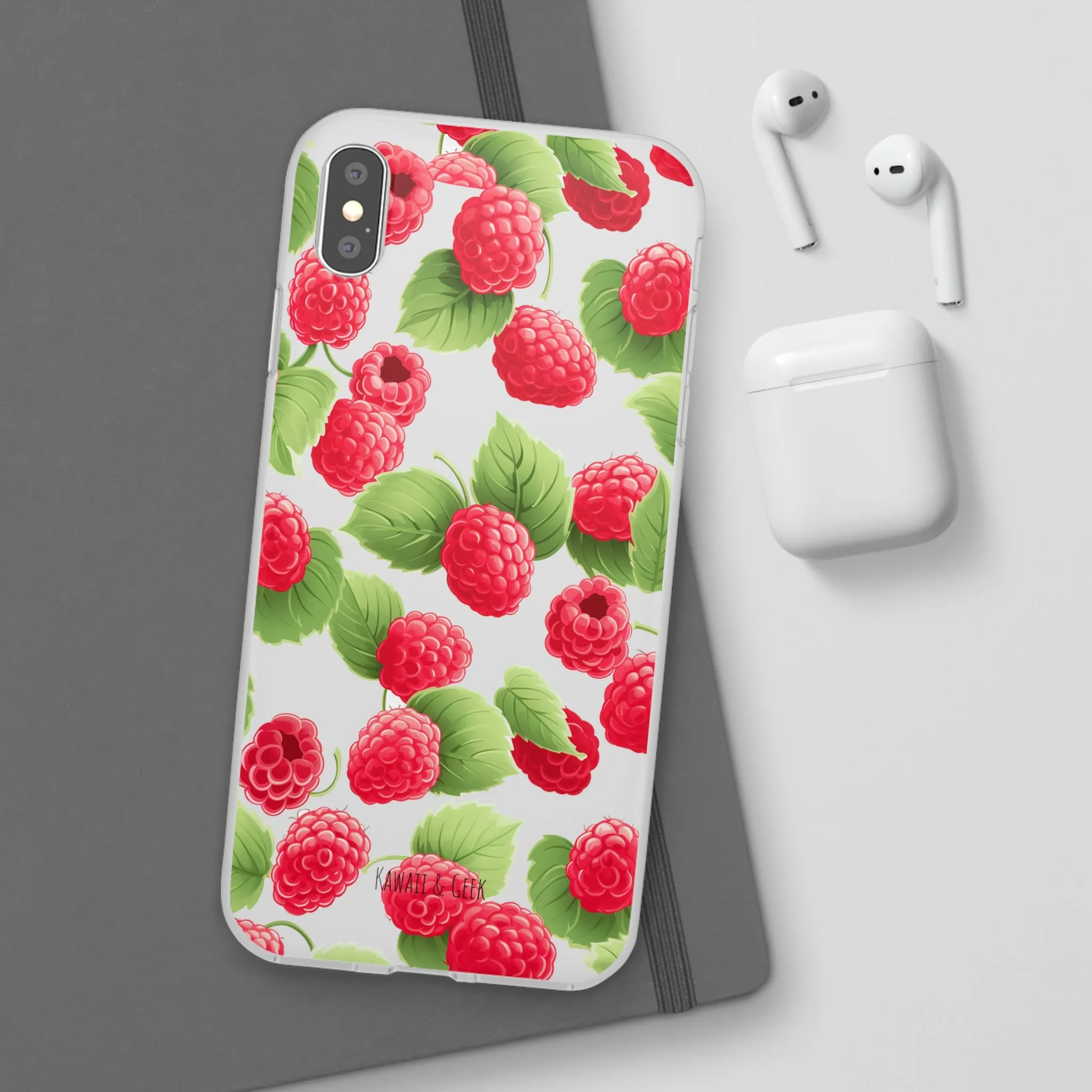 Raspberry Delight: Transparent Flexi Phone Case