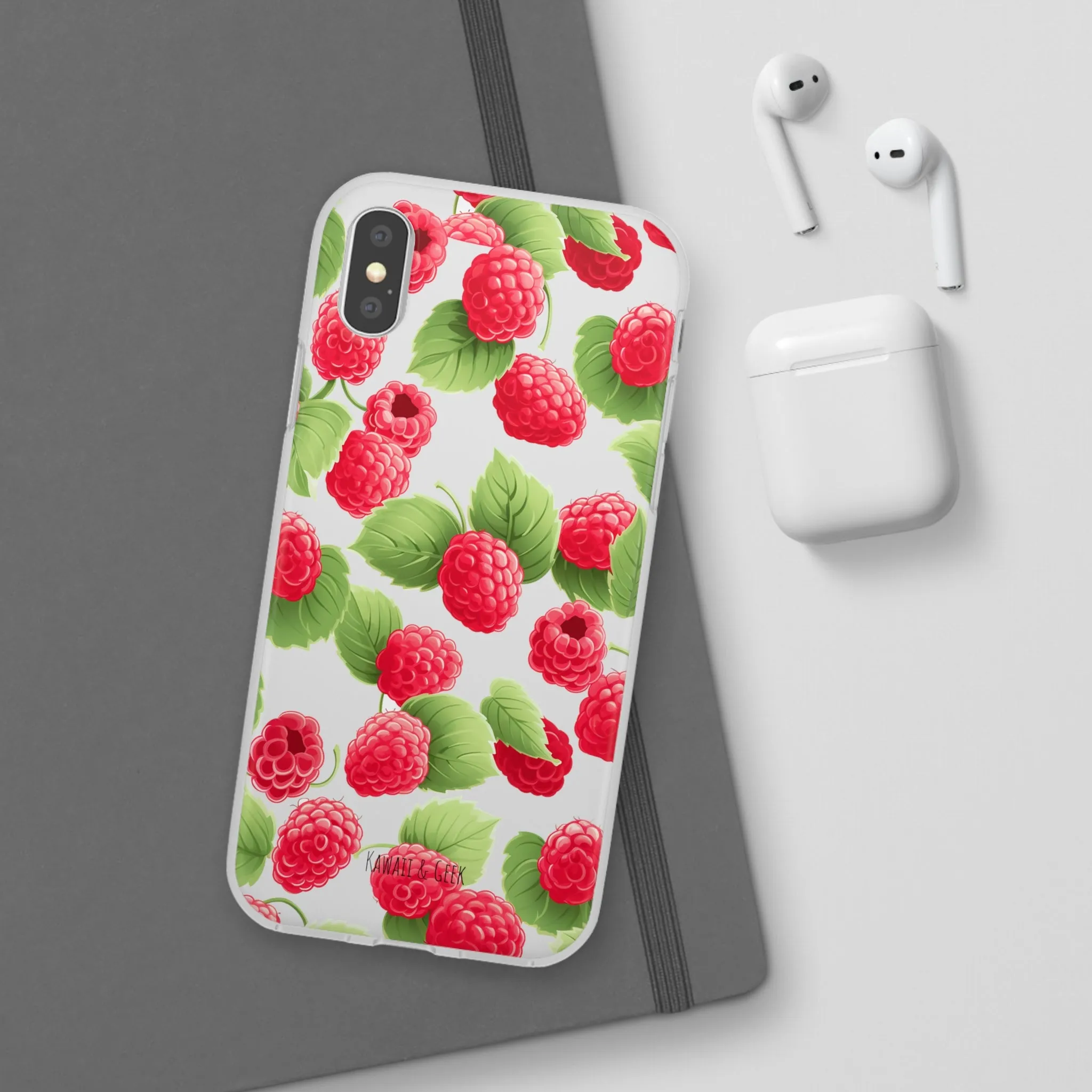 Raspberry Delight: Transparent Flexi Phone Case