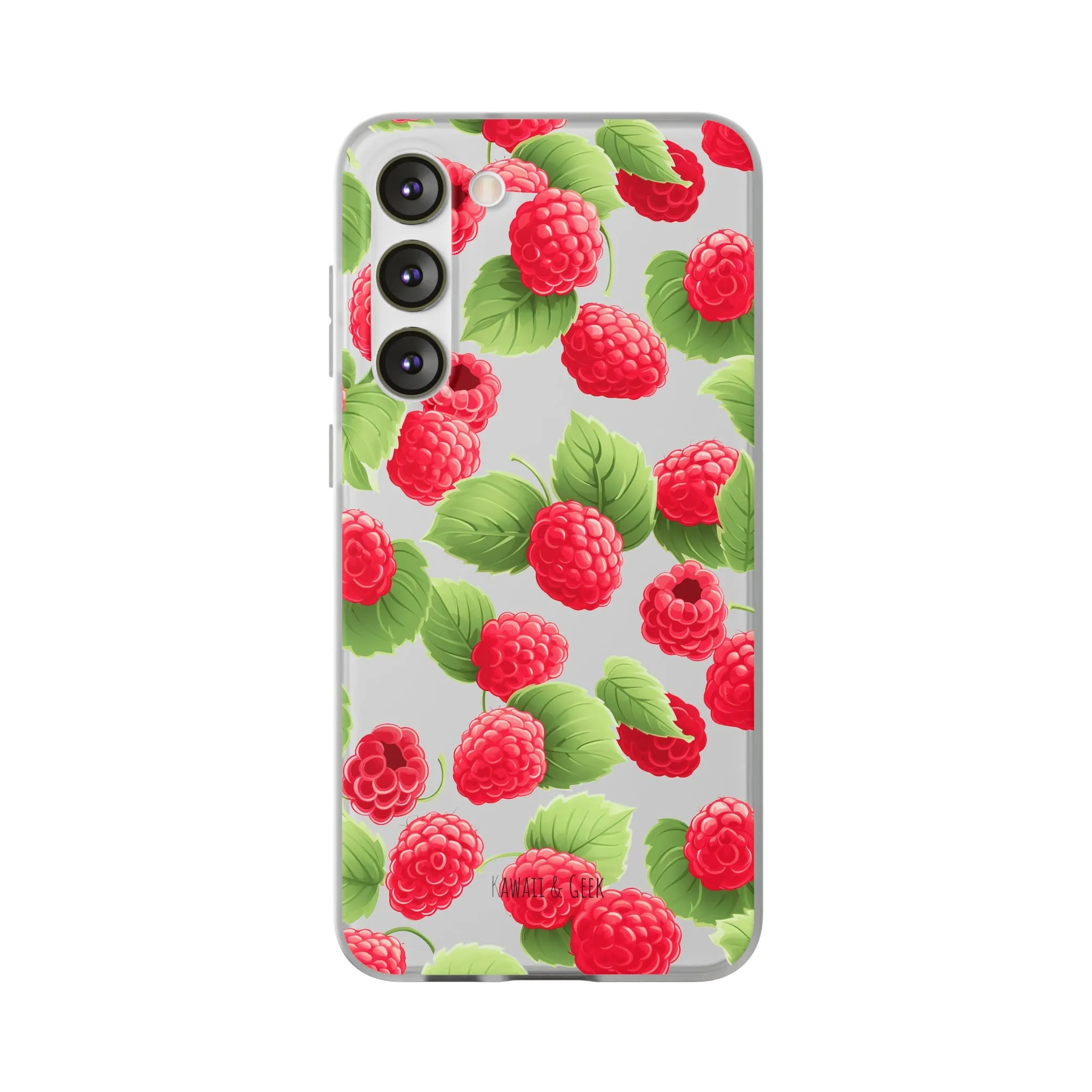 Raspberry Delight: Transparent Flexi Phone Case