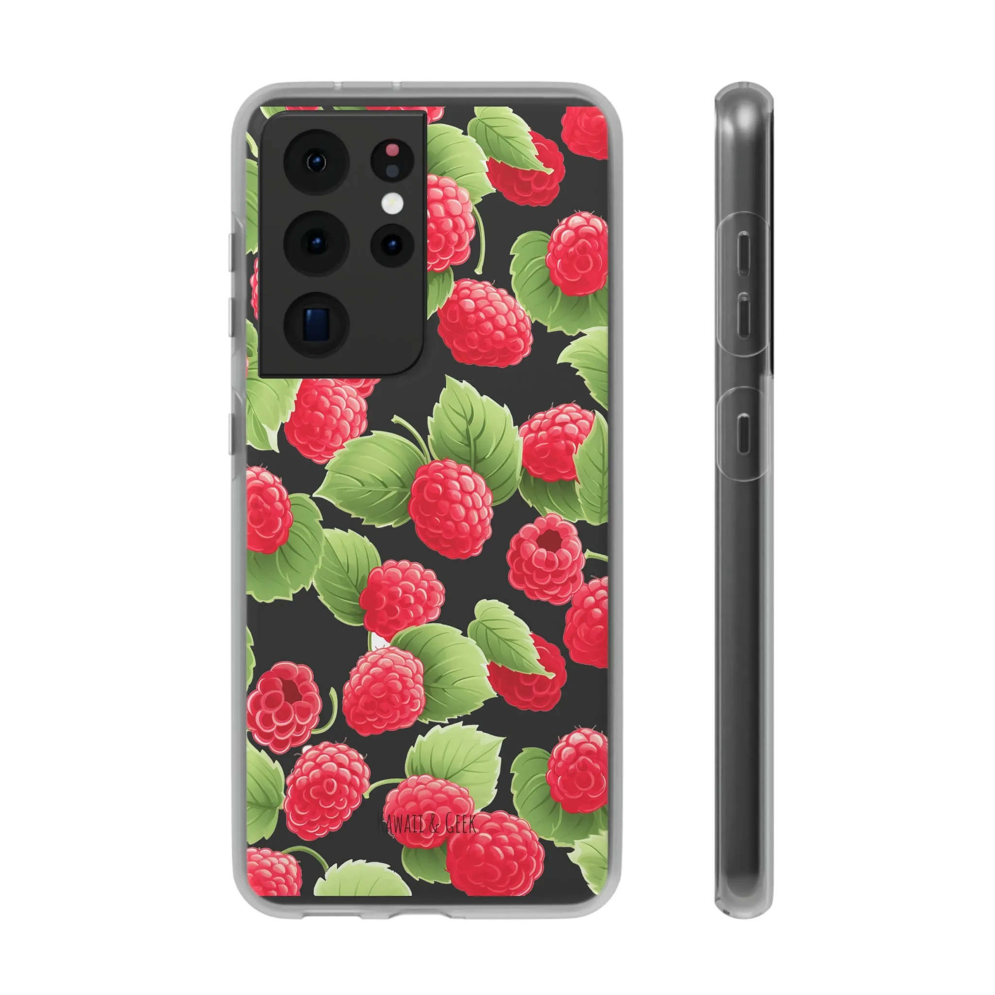 Raspberry Delight: Transparent Flexi Phone Case