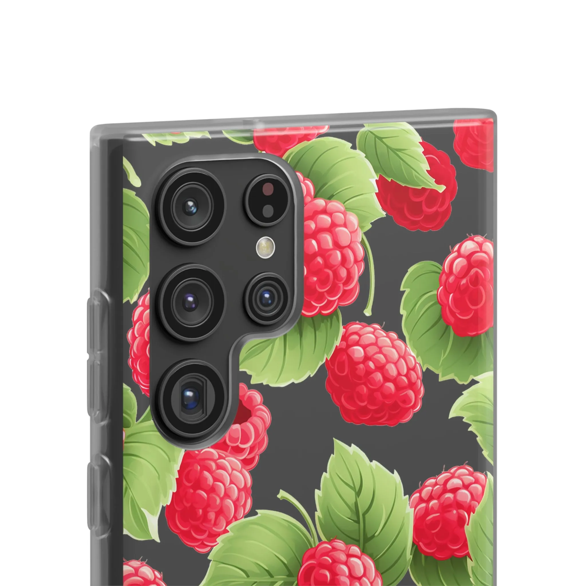 Raspberry Delight: Transparent Flexi Phone Case