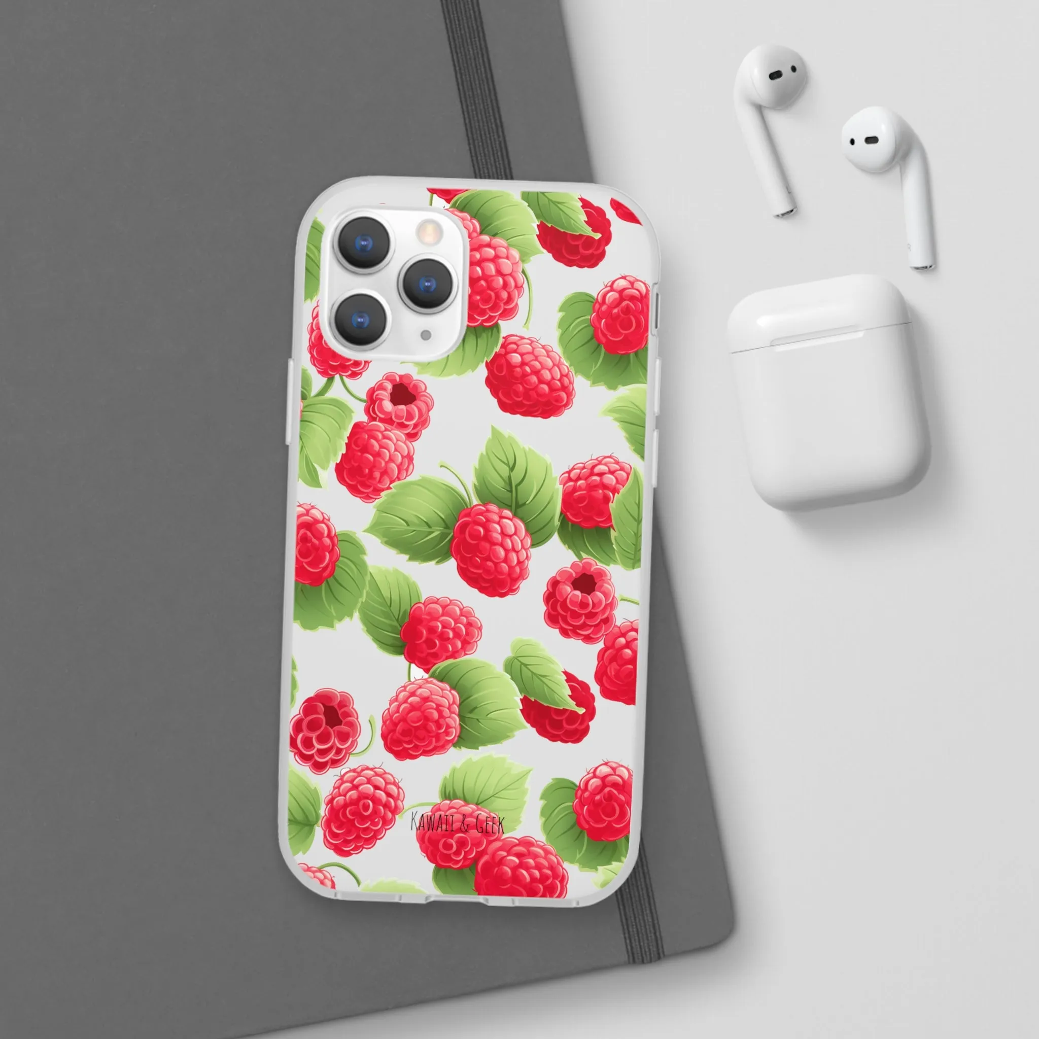 Raspberry Delight: Transparent Flexi Phone Case