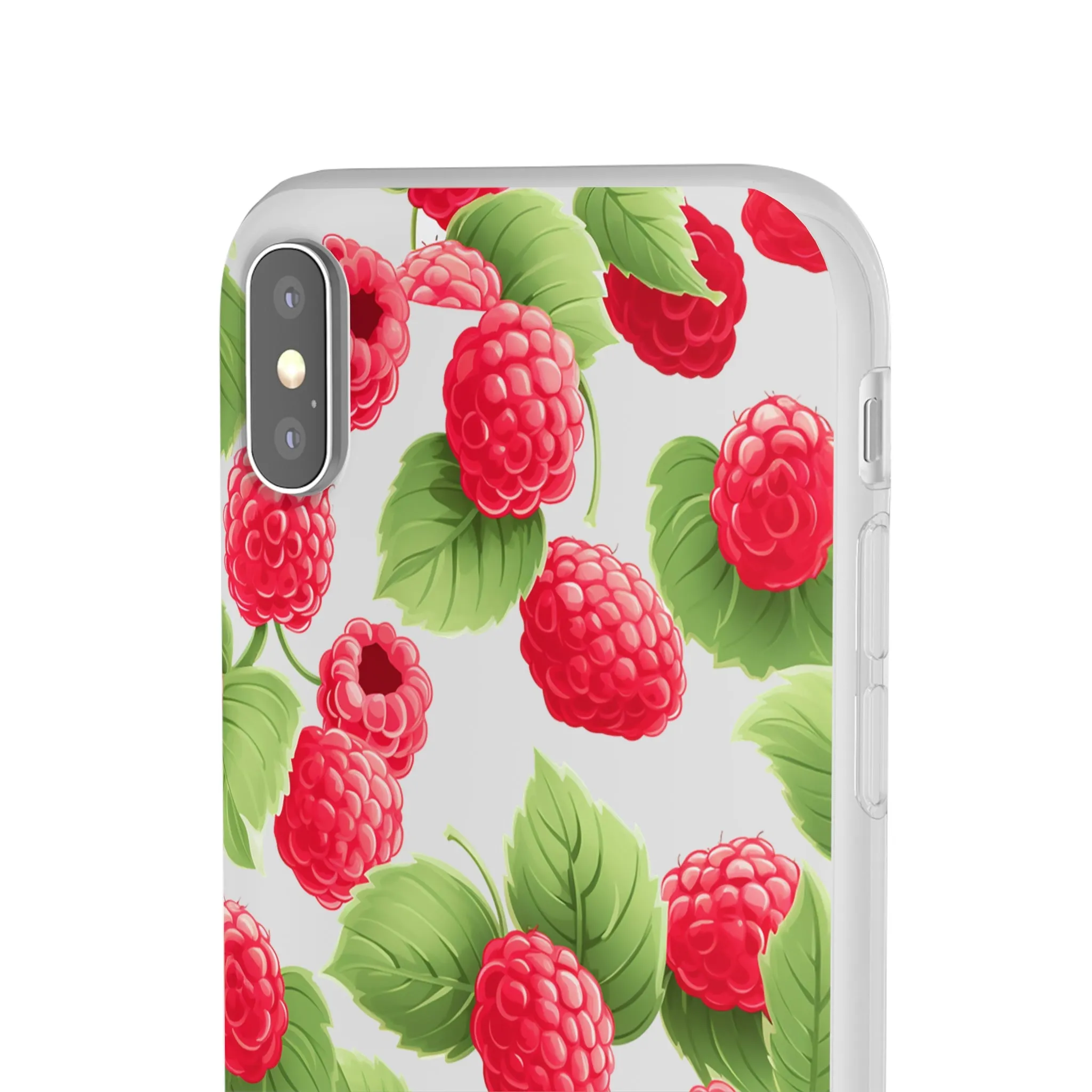 Raspberry Delight: Transparent Flexi Phone Case