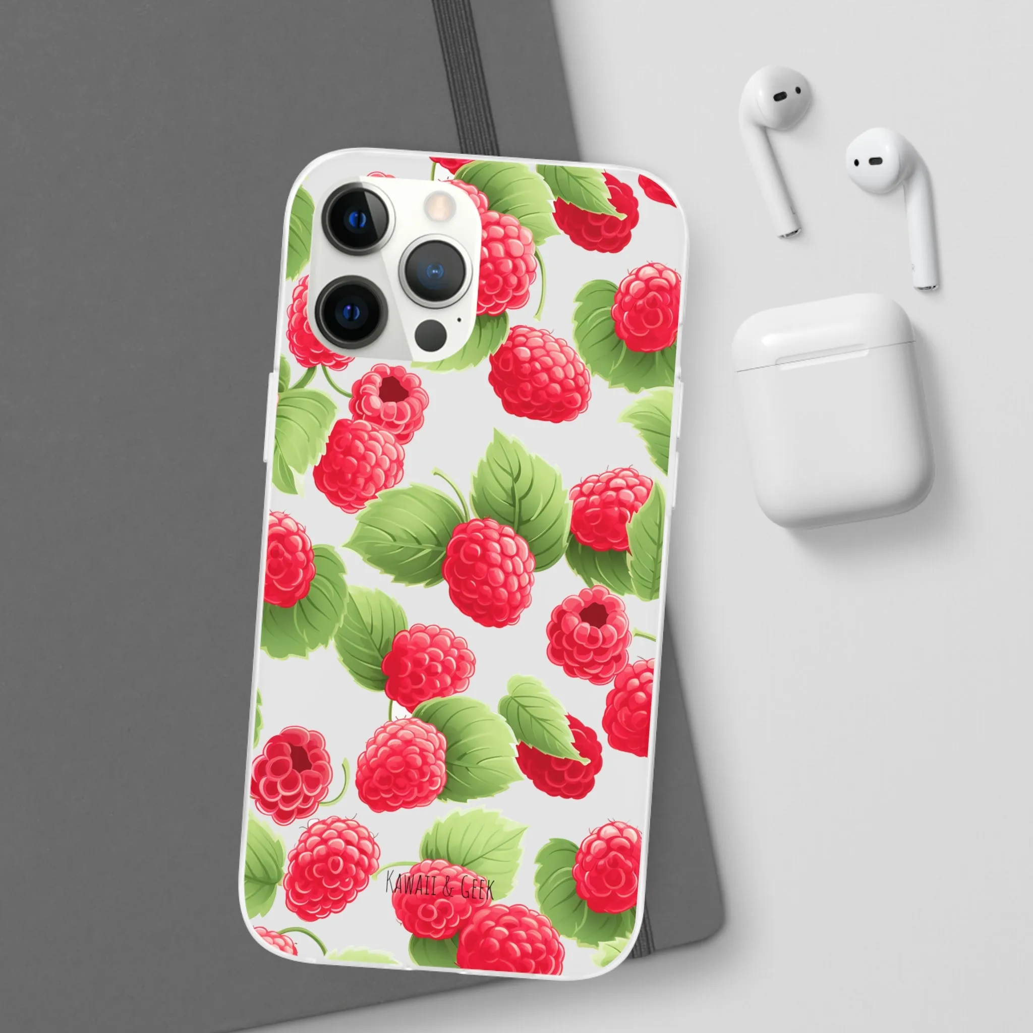 Raspberry Delight: Transparent Flexi Phone Case