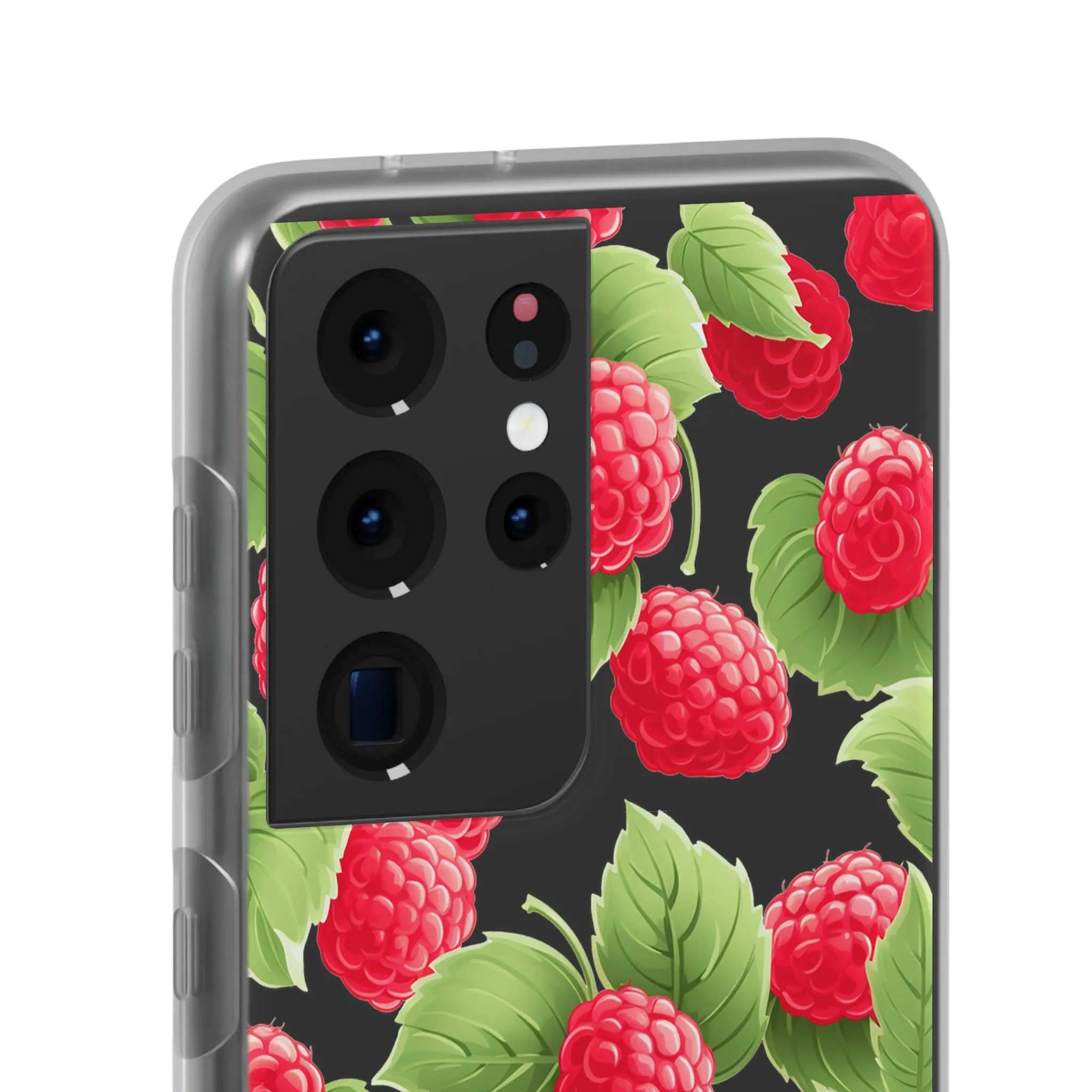 Raspberry Delight: Transparent Flexi Phone Case