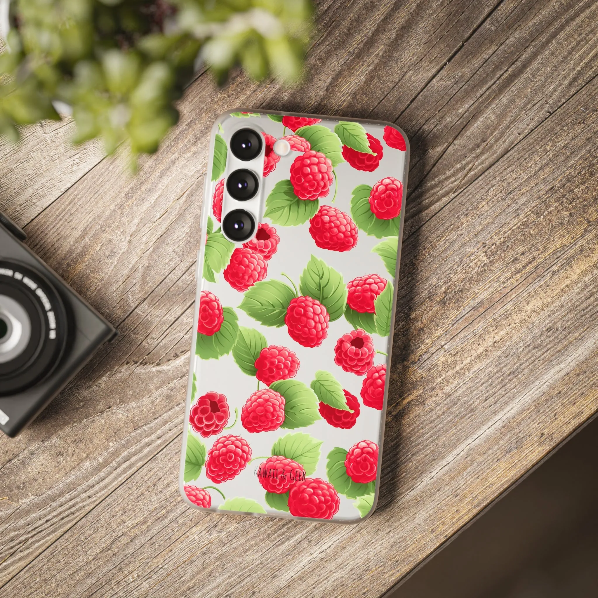 Raspberry Delight: Transparent Flexi Phone Case