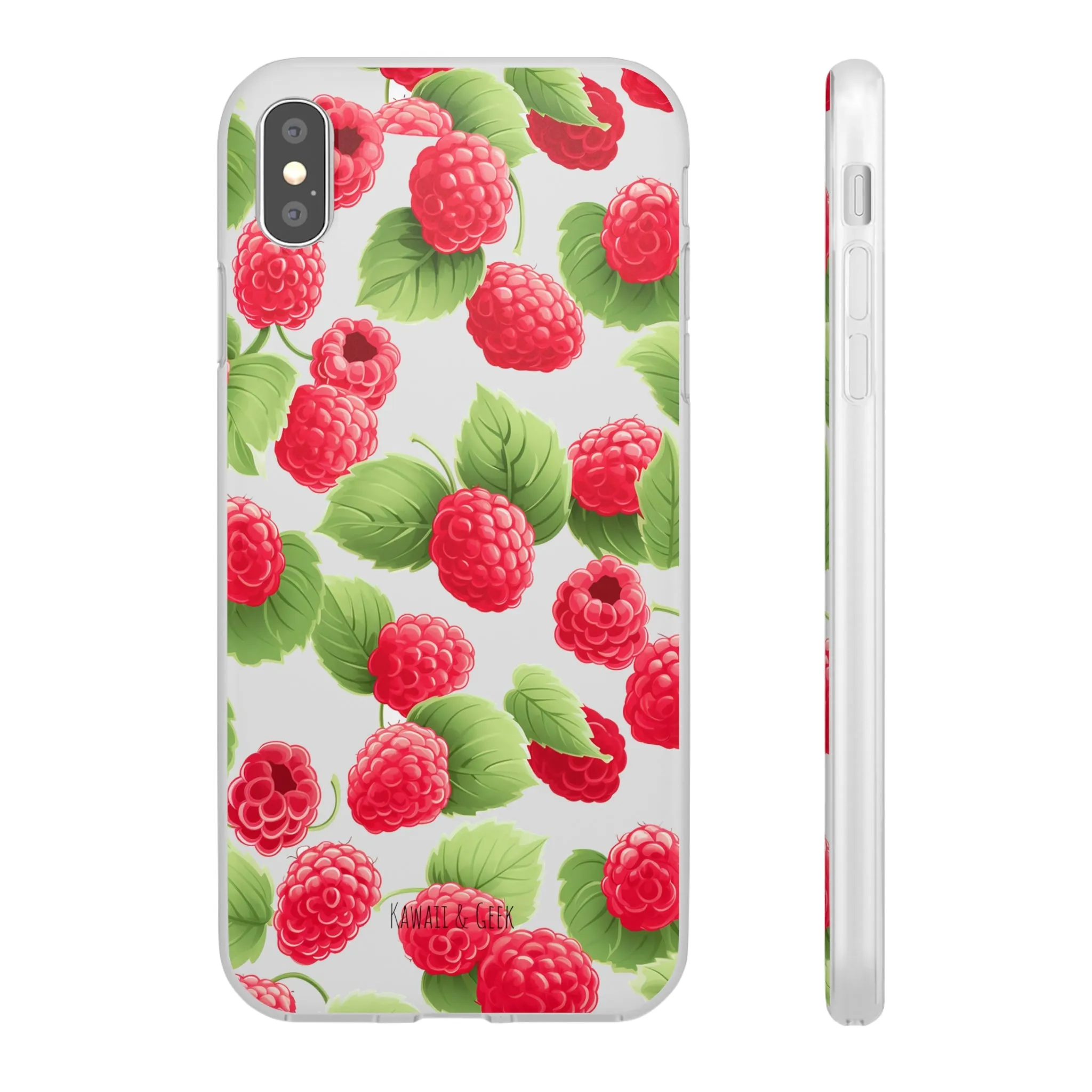 Raspberry Delight: Transparent Flexi Phone Case