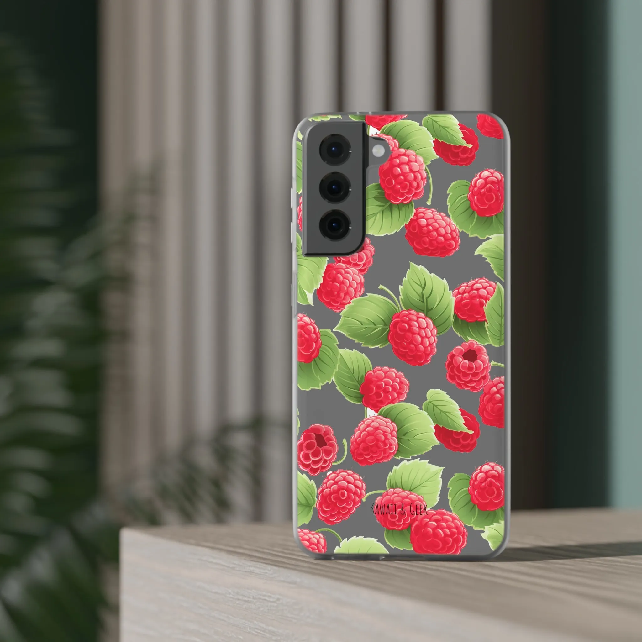 Raspberry Delight: Transparent Flexi Phone Case
