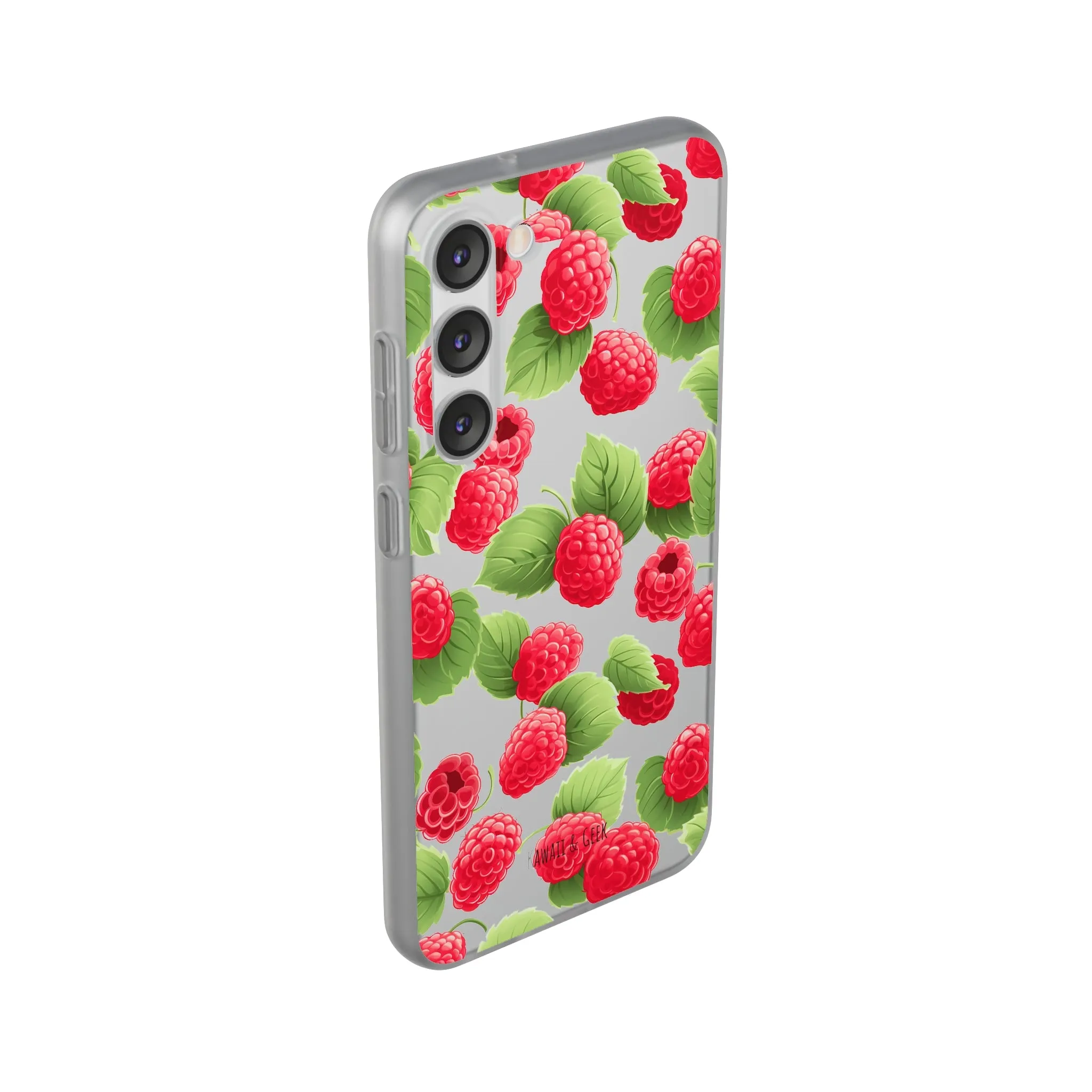 Raspberry Delight: Transparent Flexi Phone Case