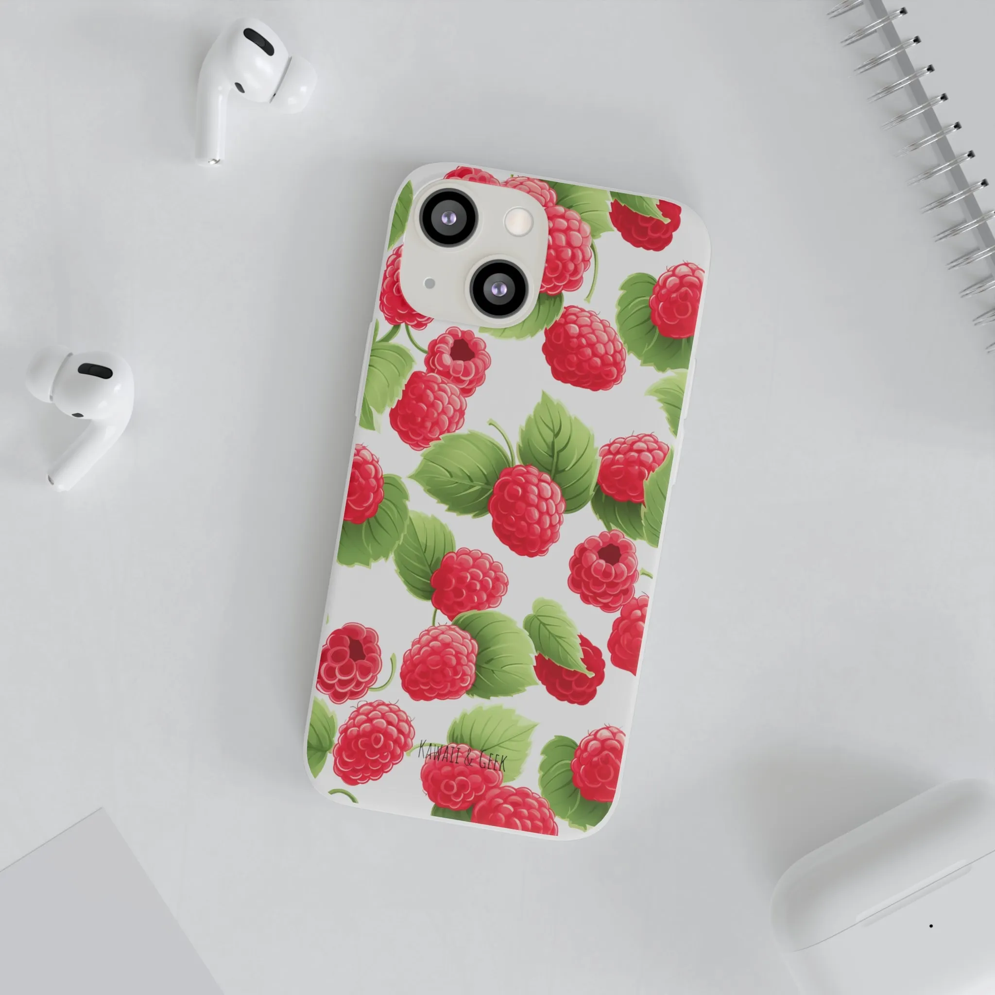 Raspberry Delight: Transparent Flexi Phone Case