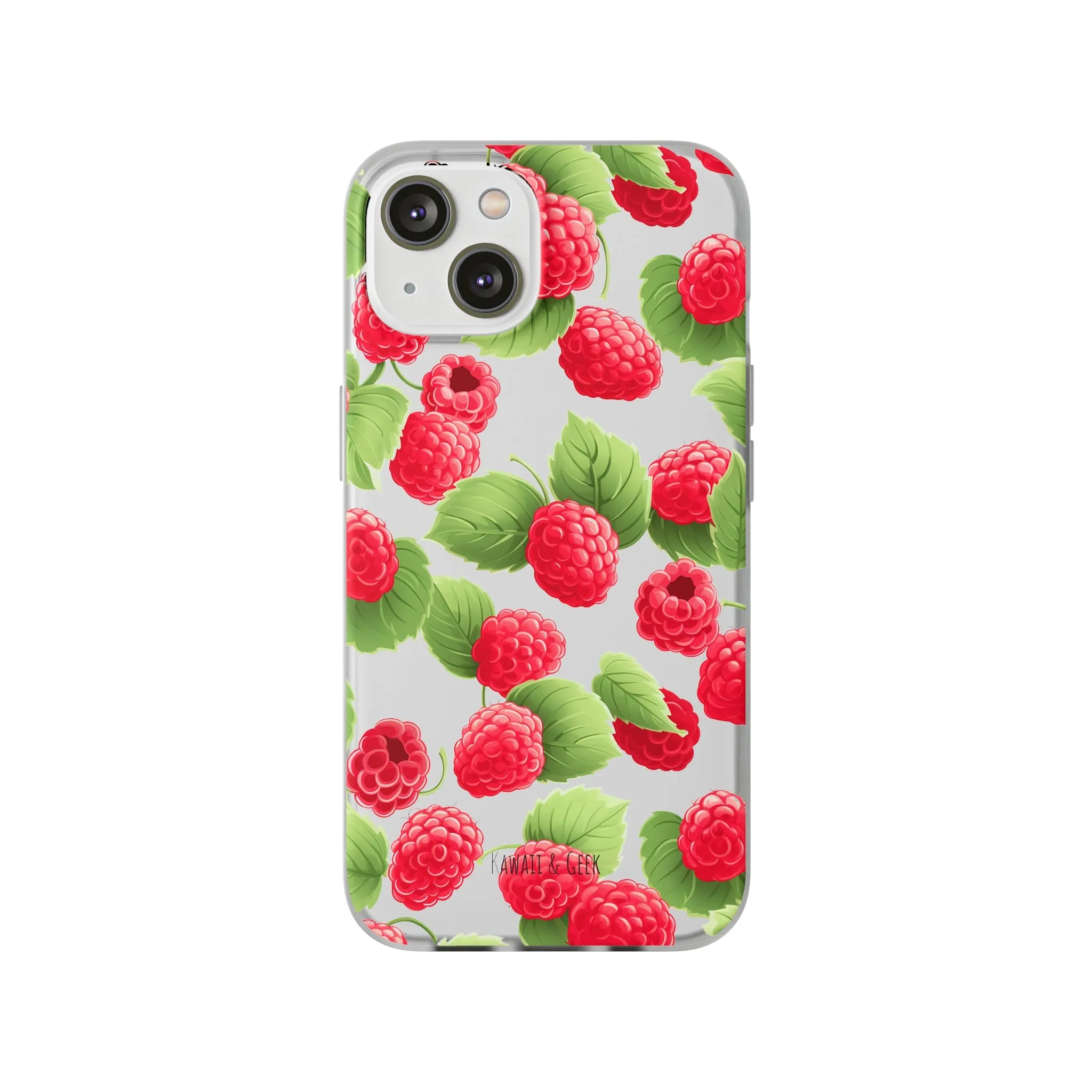 Raspberry Delight: Transparent Flexi Phone Case