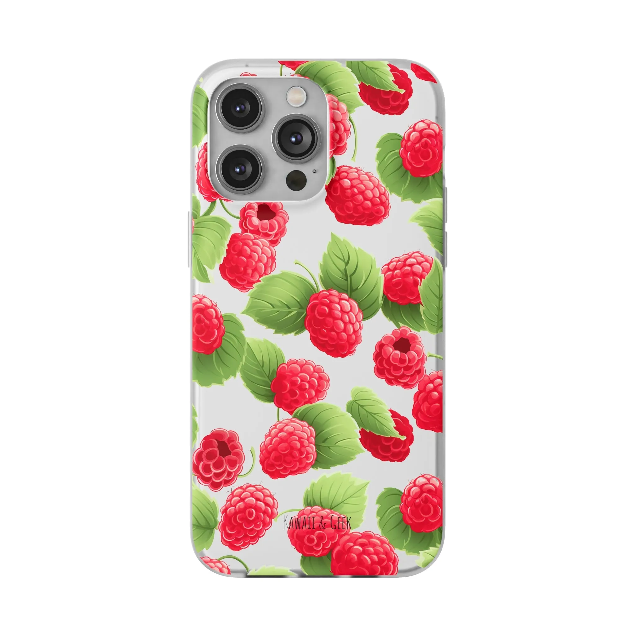 Raspberry Delight: Transparent Flexi Phone Case