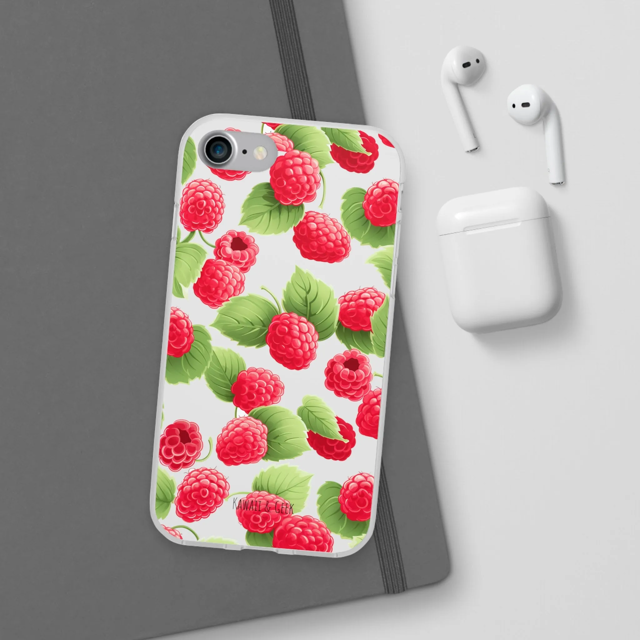 Raspberry Delight: Transparent Flexi Phone Case