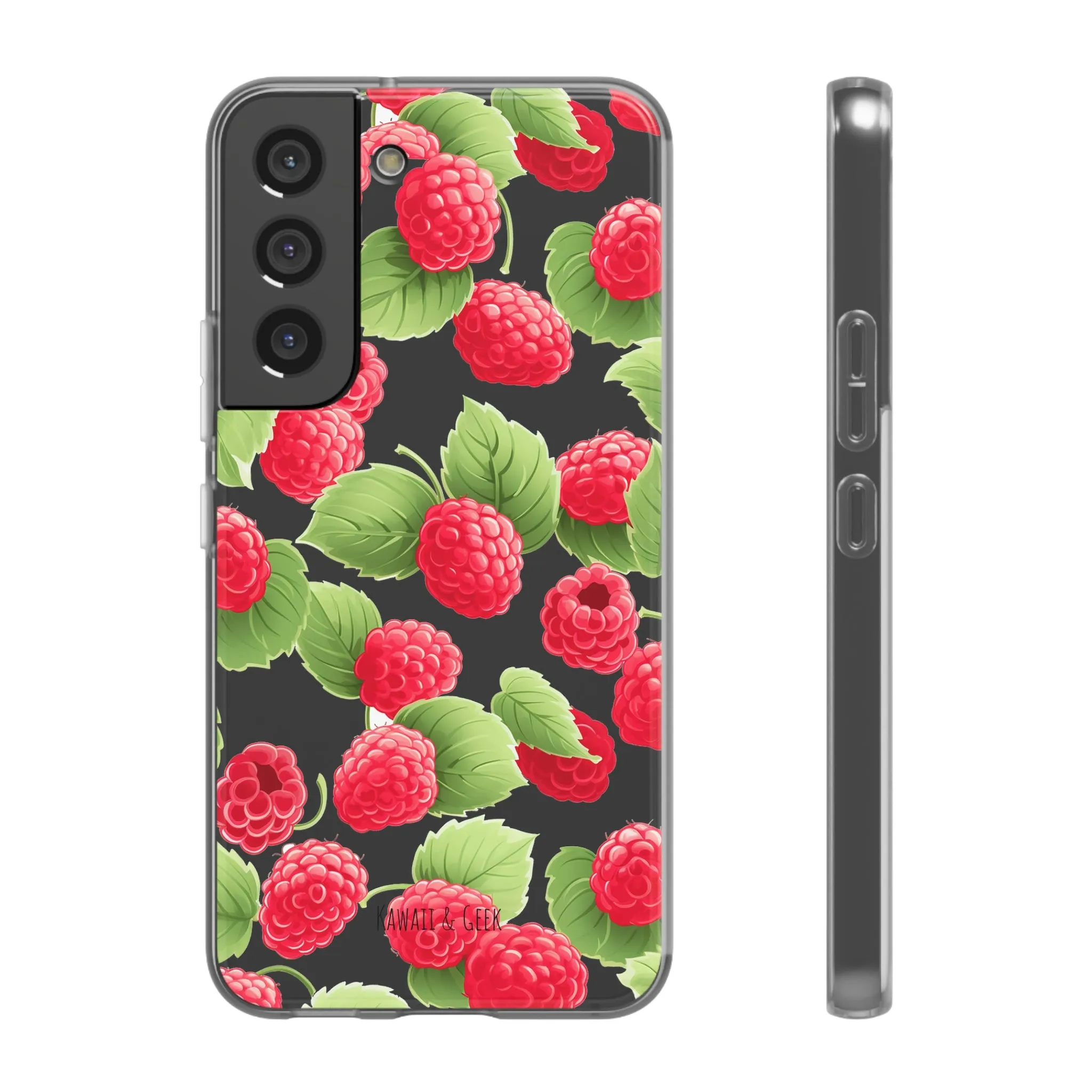 Raspberry Delight: Transparent Flexi Phone Case