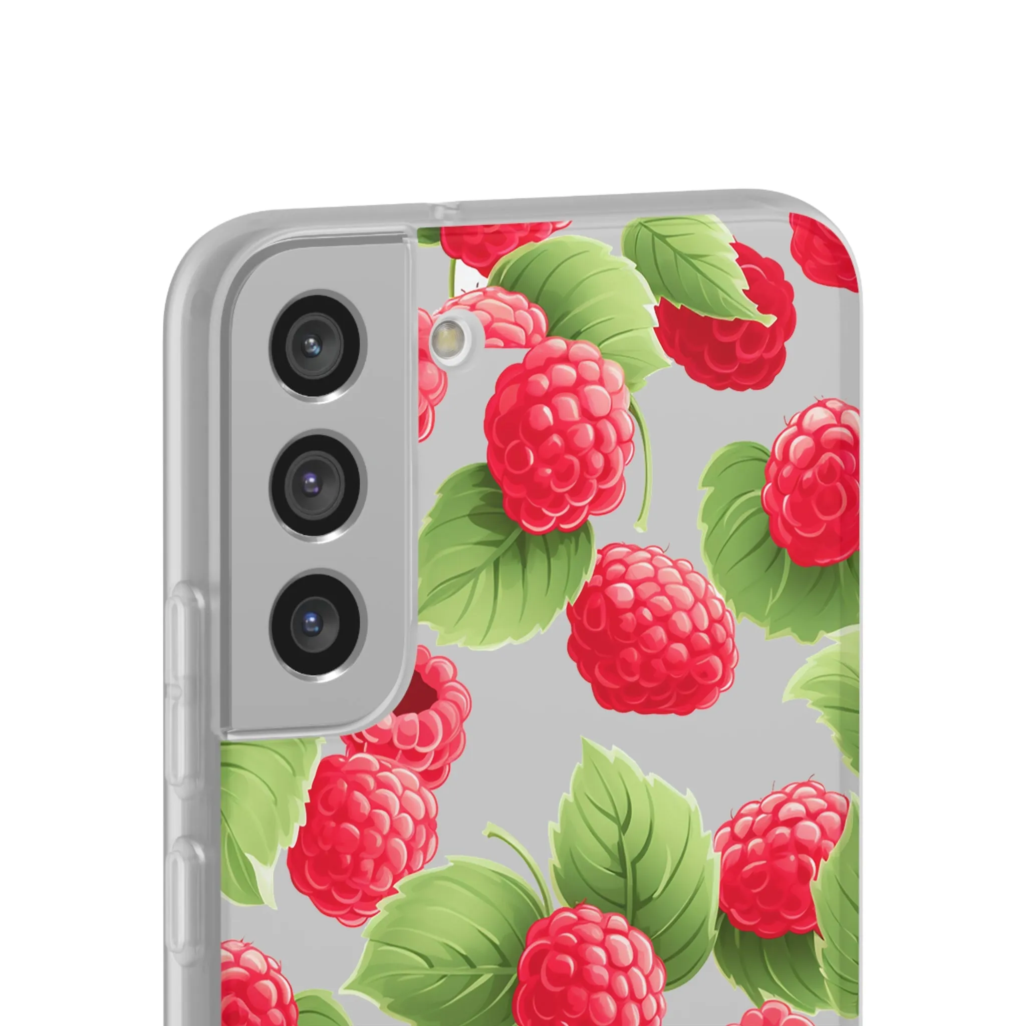 Raspberry Delight: Transparent Flexi Phone Case