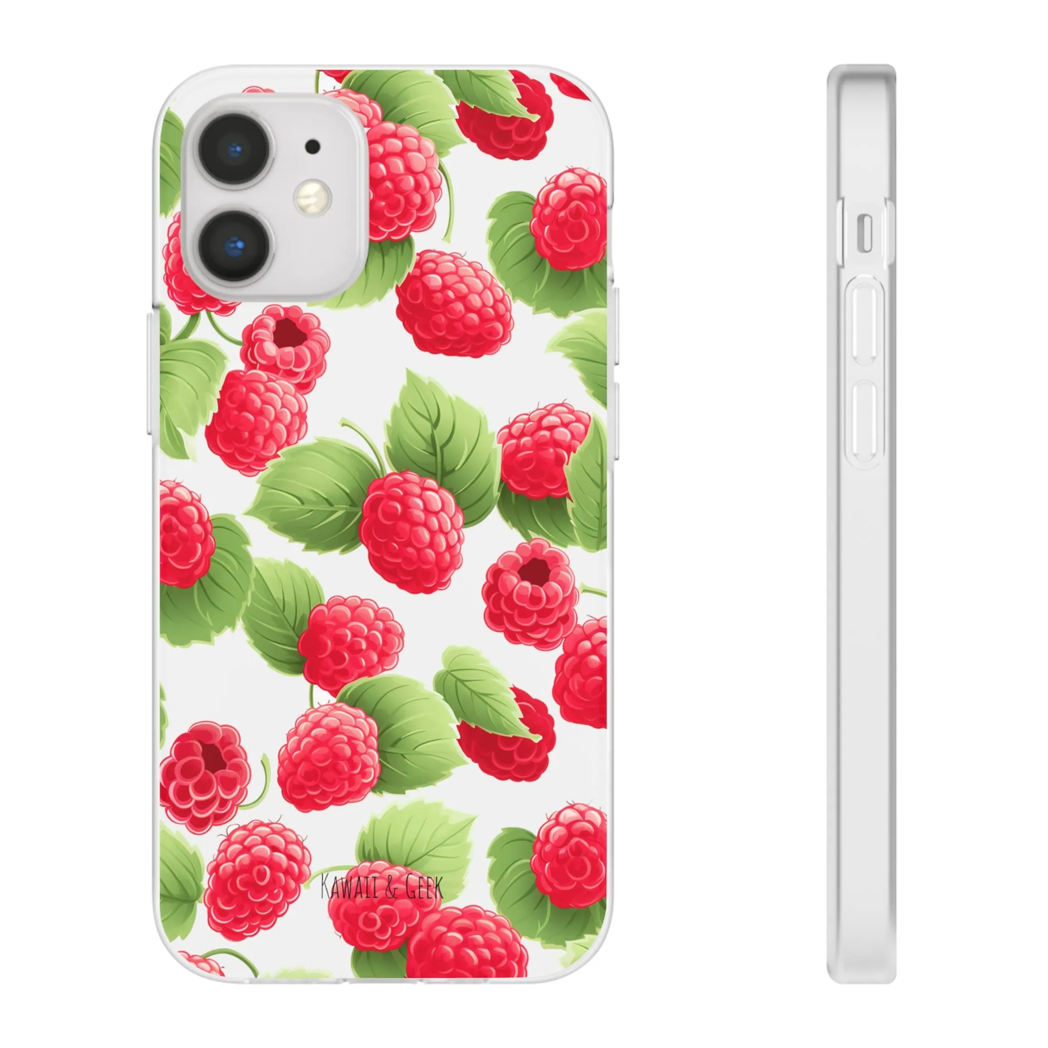 Raspberry Delight: Transparent Flexi Phone Case