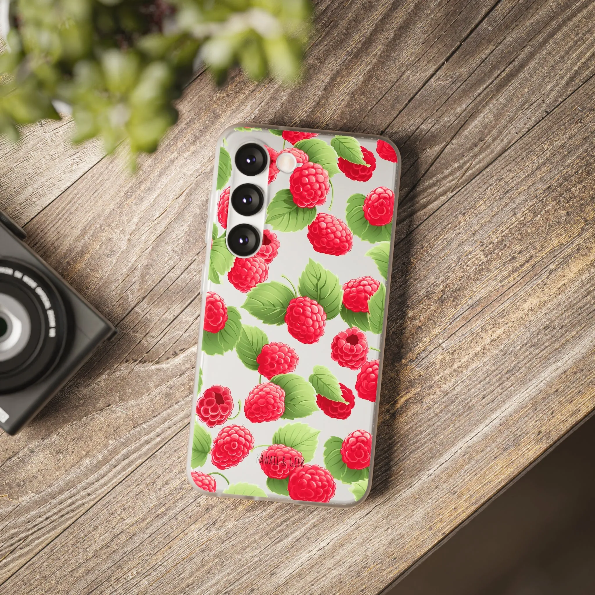 Raspberry Delight: Transparent Flexi Phone Case