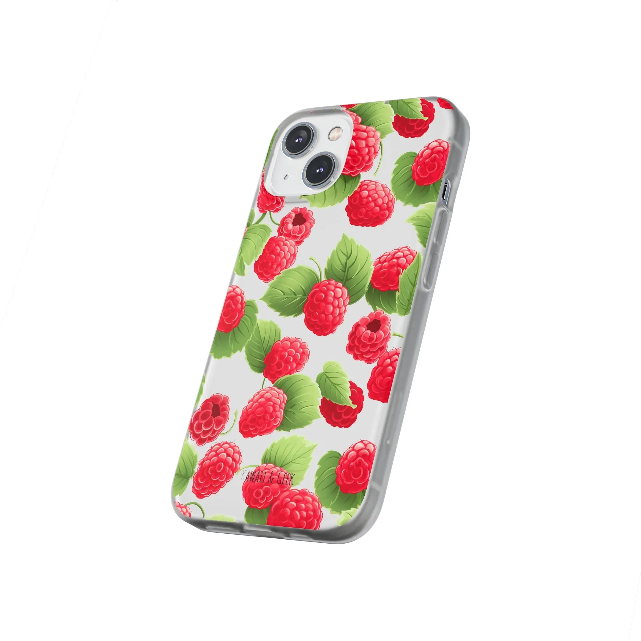 Raspberry Delight: Transparent Flexi Phone Case