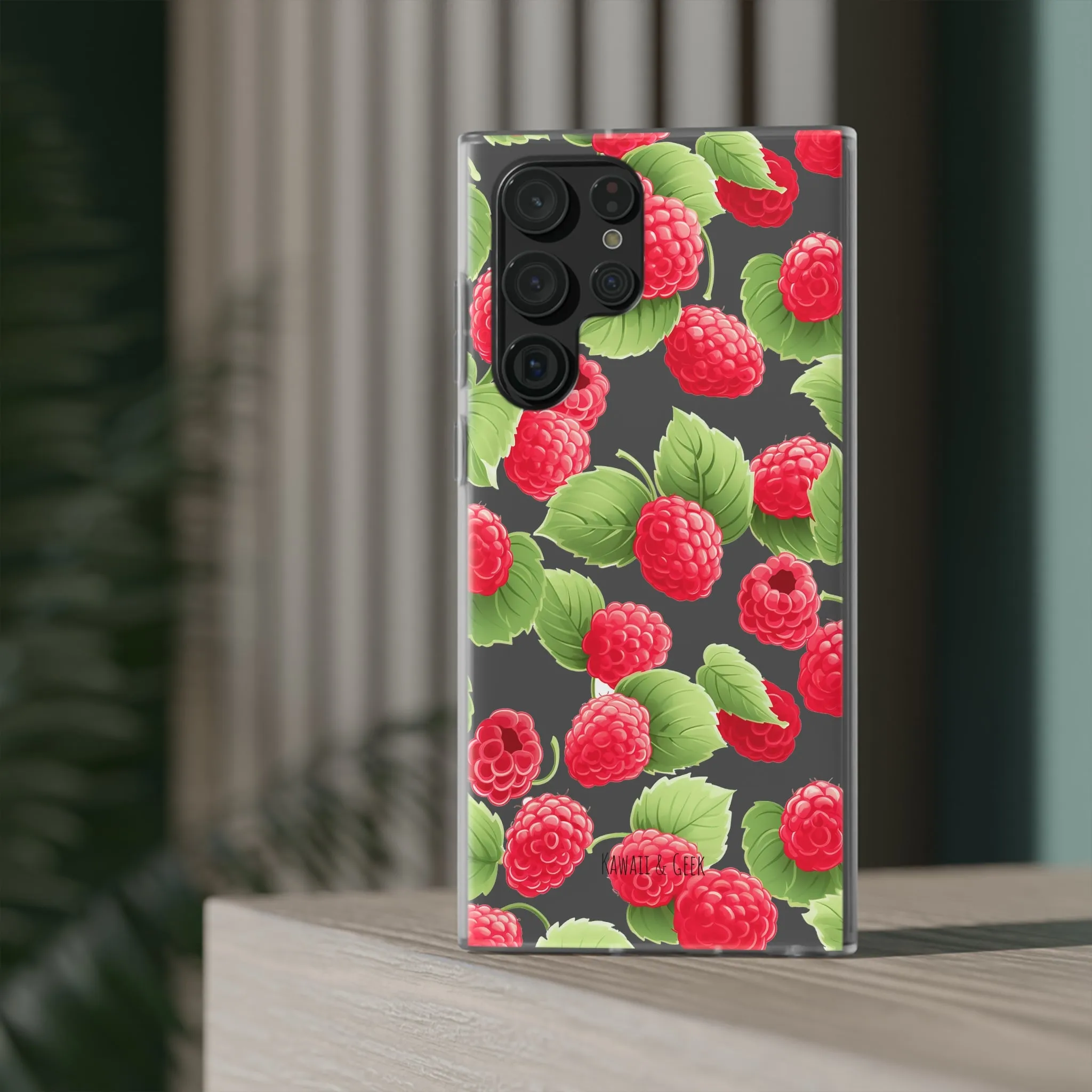 Raspberry Delight: Transparent Flexi Phone Case