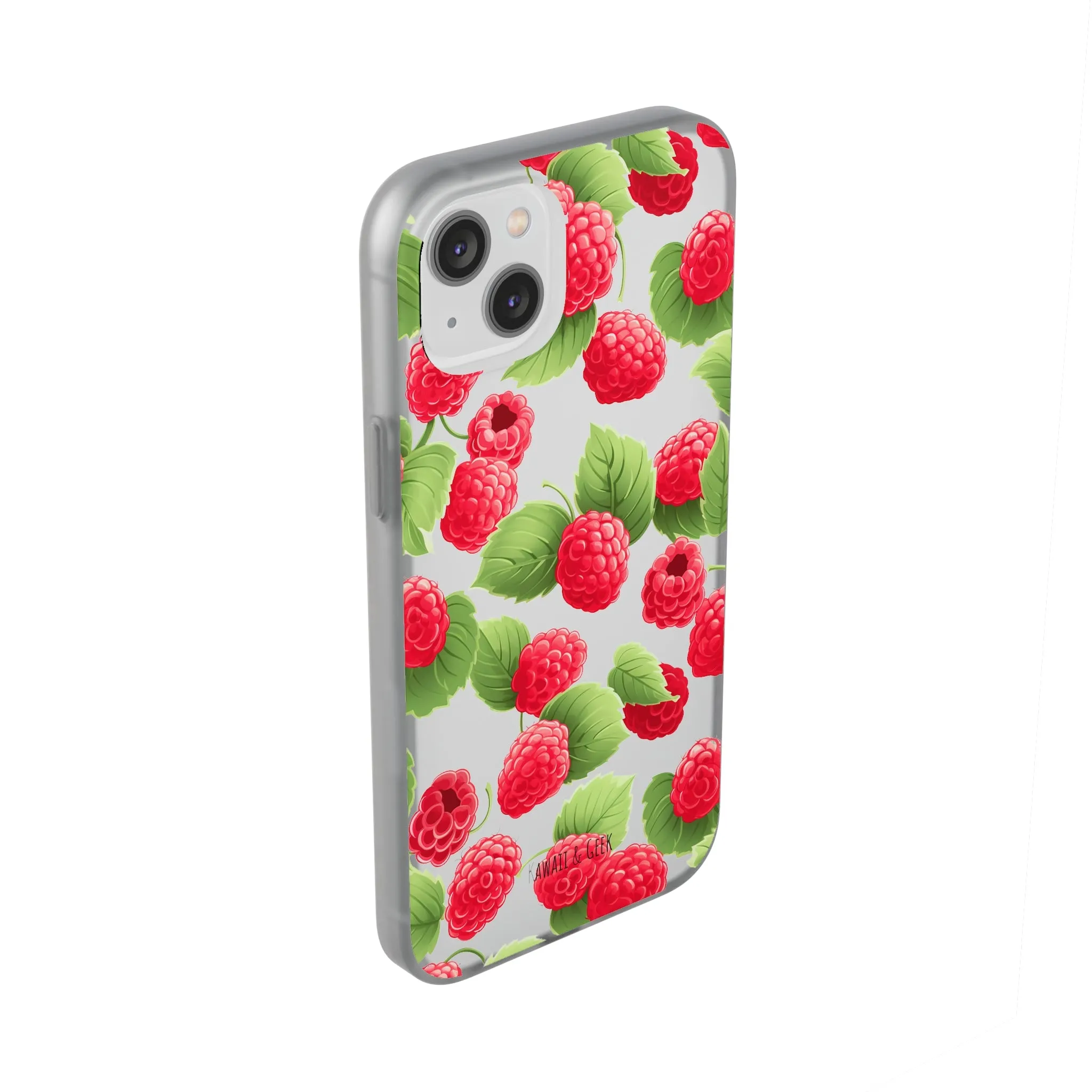 Raspberry Delight: Transparent Flexi Phone Case