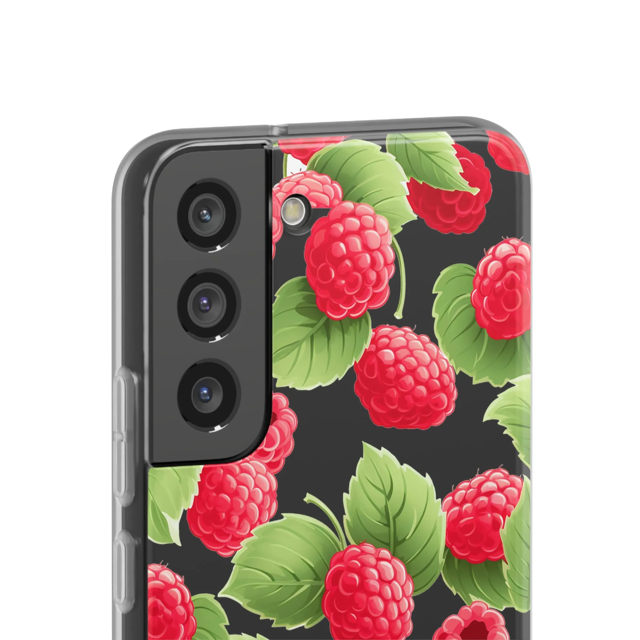 Raspberry Delight: Transparent Flexi Phone Case