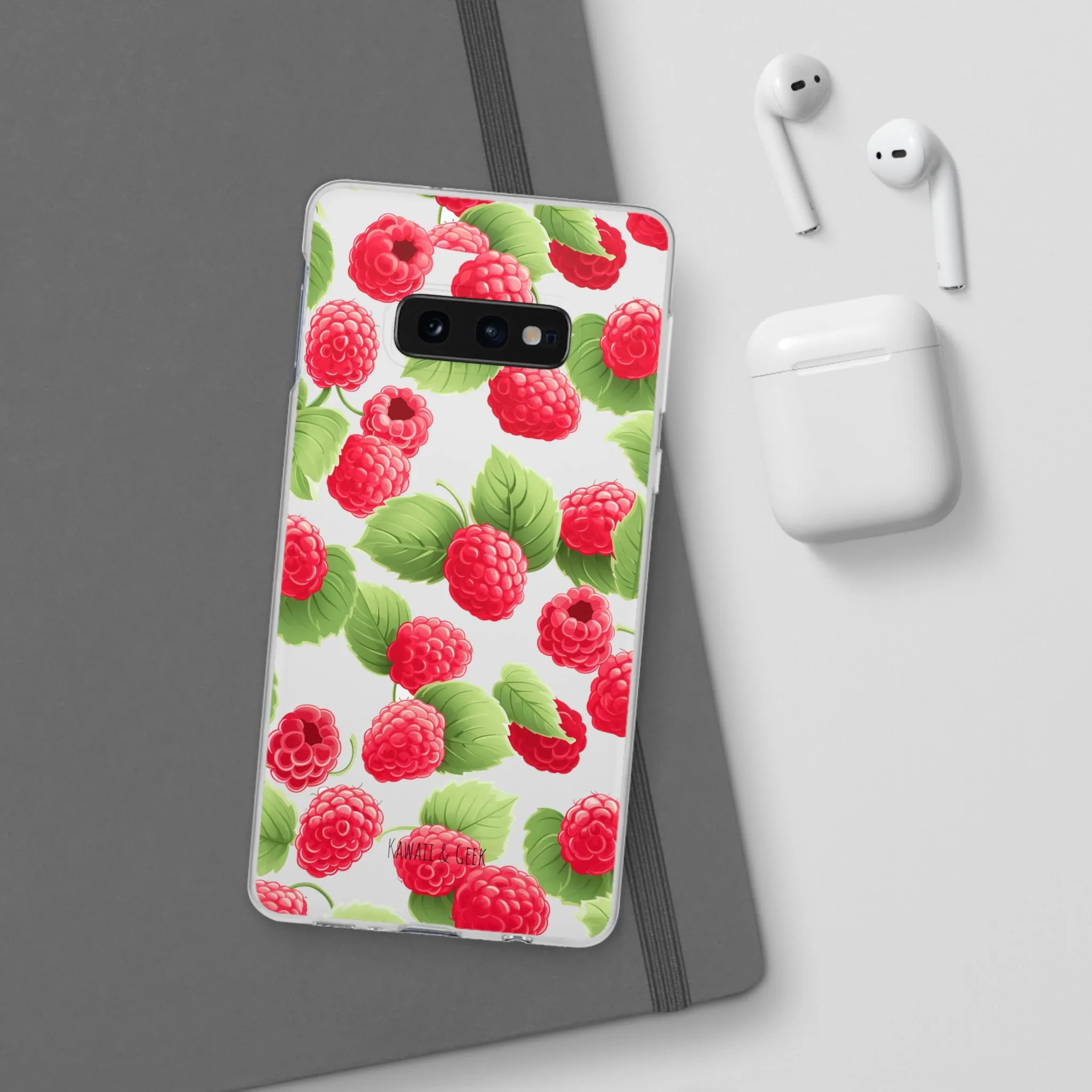 Raspberry Delight: Transparent Flexi Phone Case