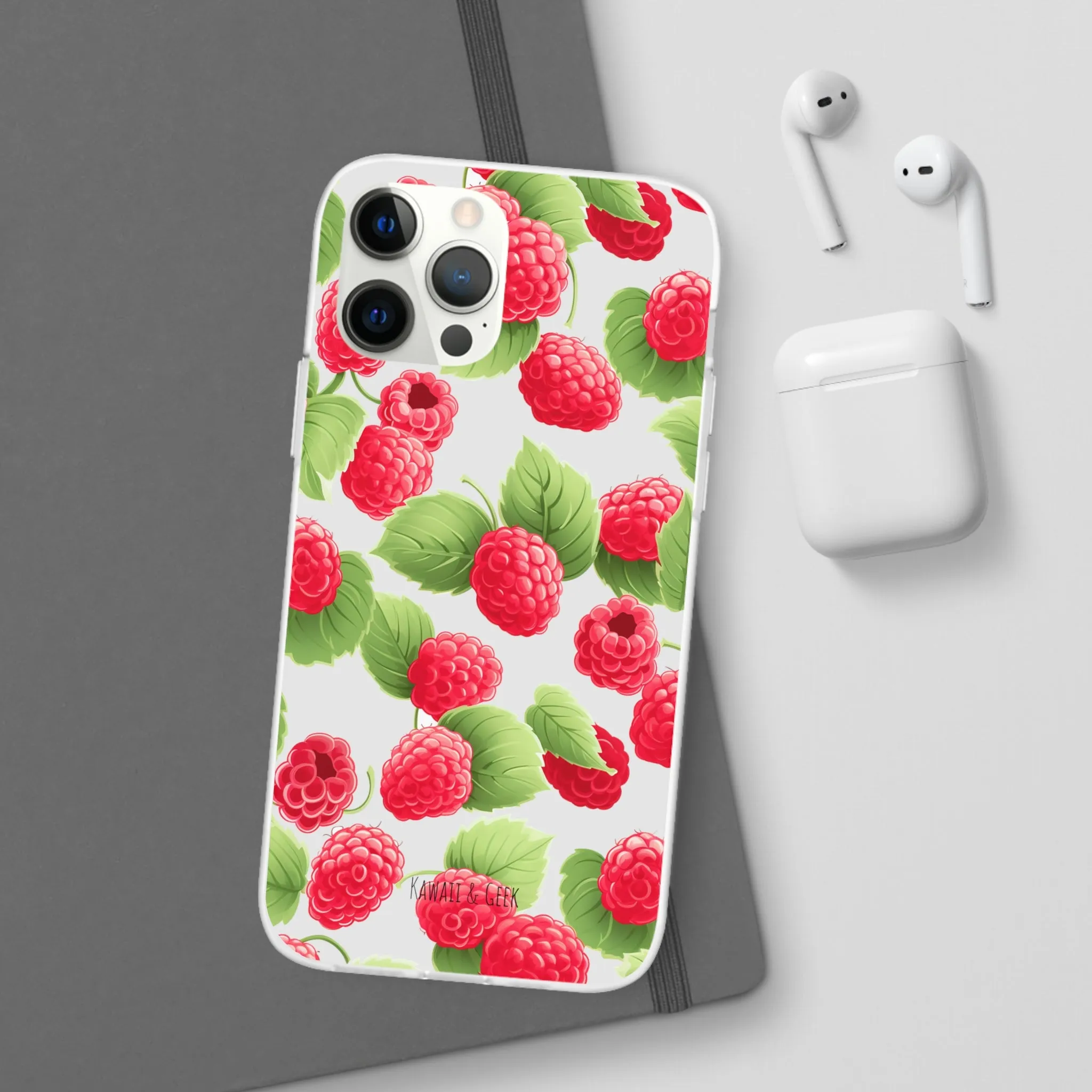 Raspberry Delight: Transparent Flexi Phone Case