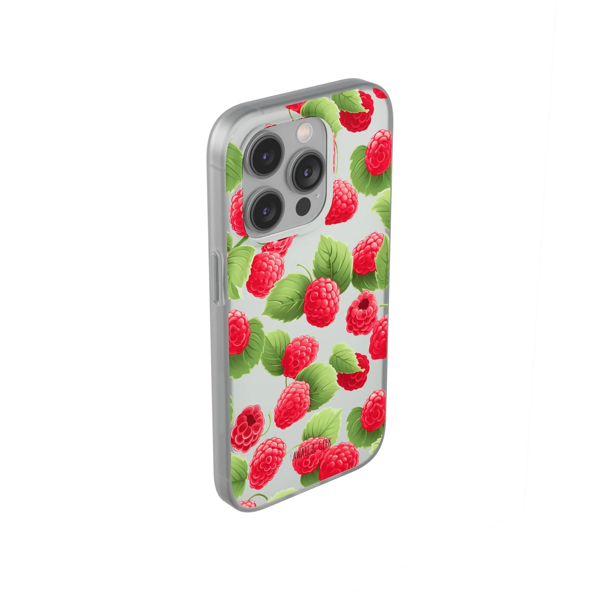 Raspberry Delight: Transparent Flexi Phone Case