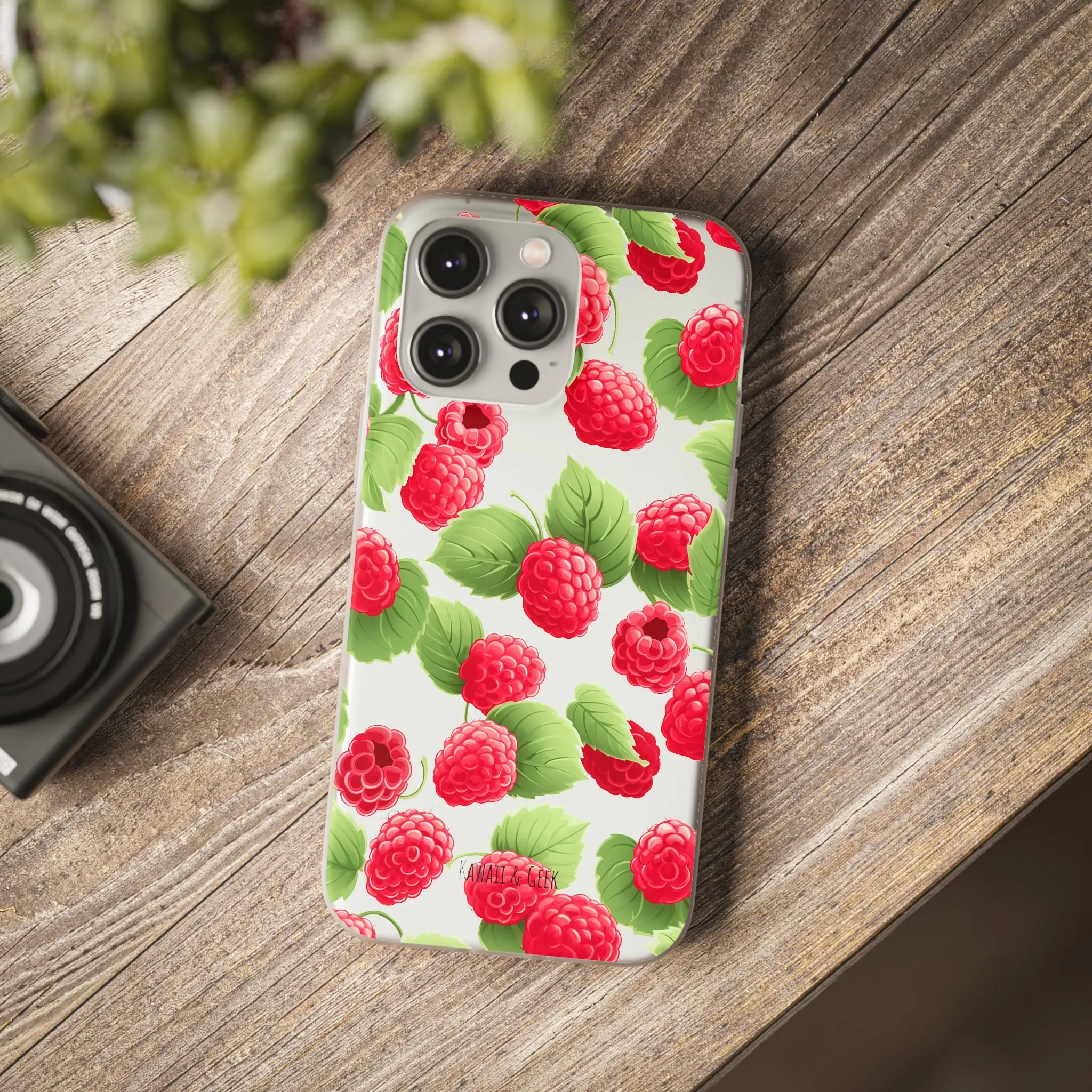 Raspberry Delight: Transparent Flexi Phone Case