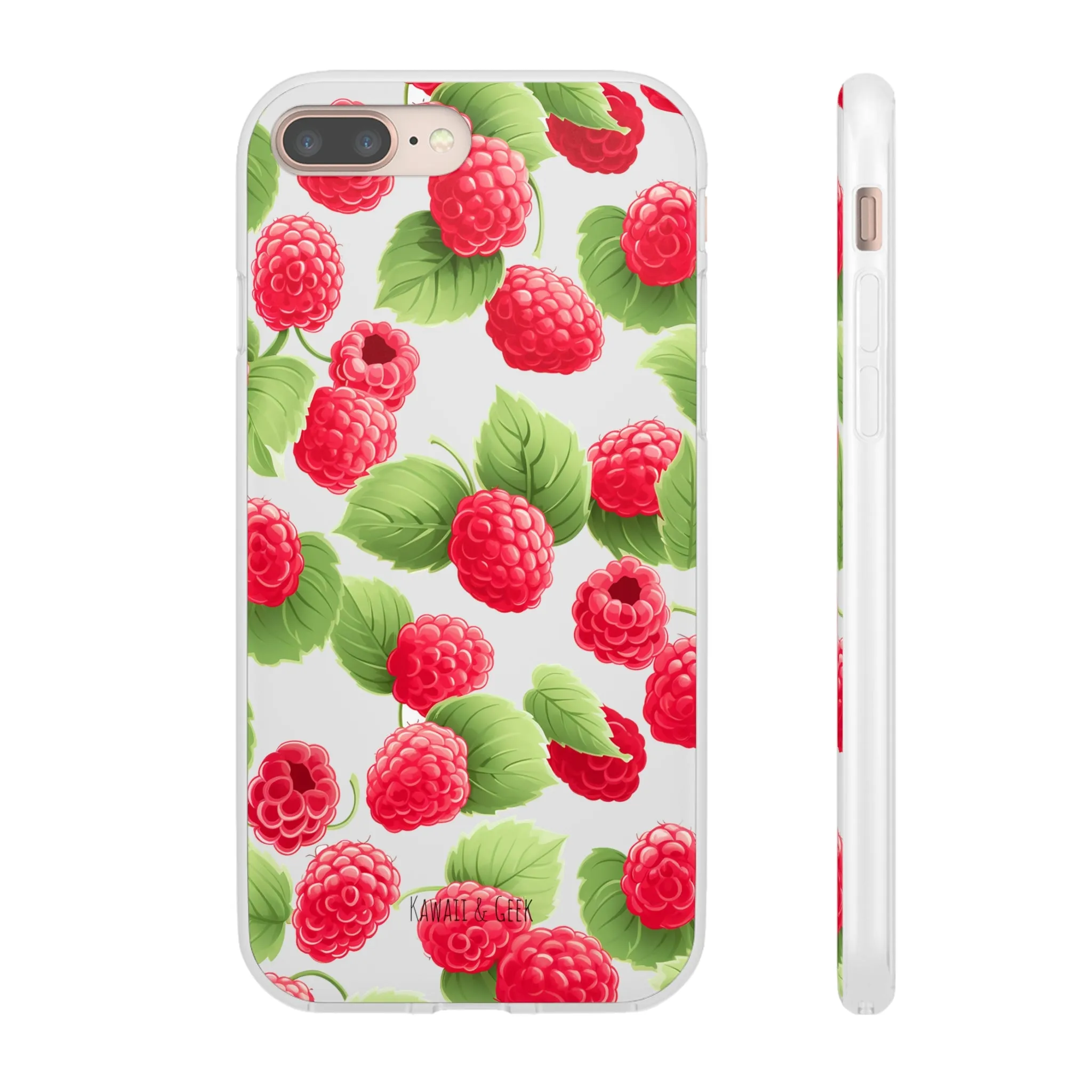 Raspberry Delight: Transparent Flexi Phone Case