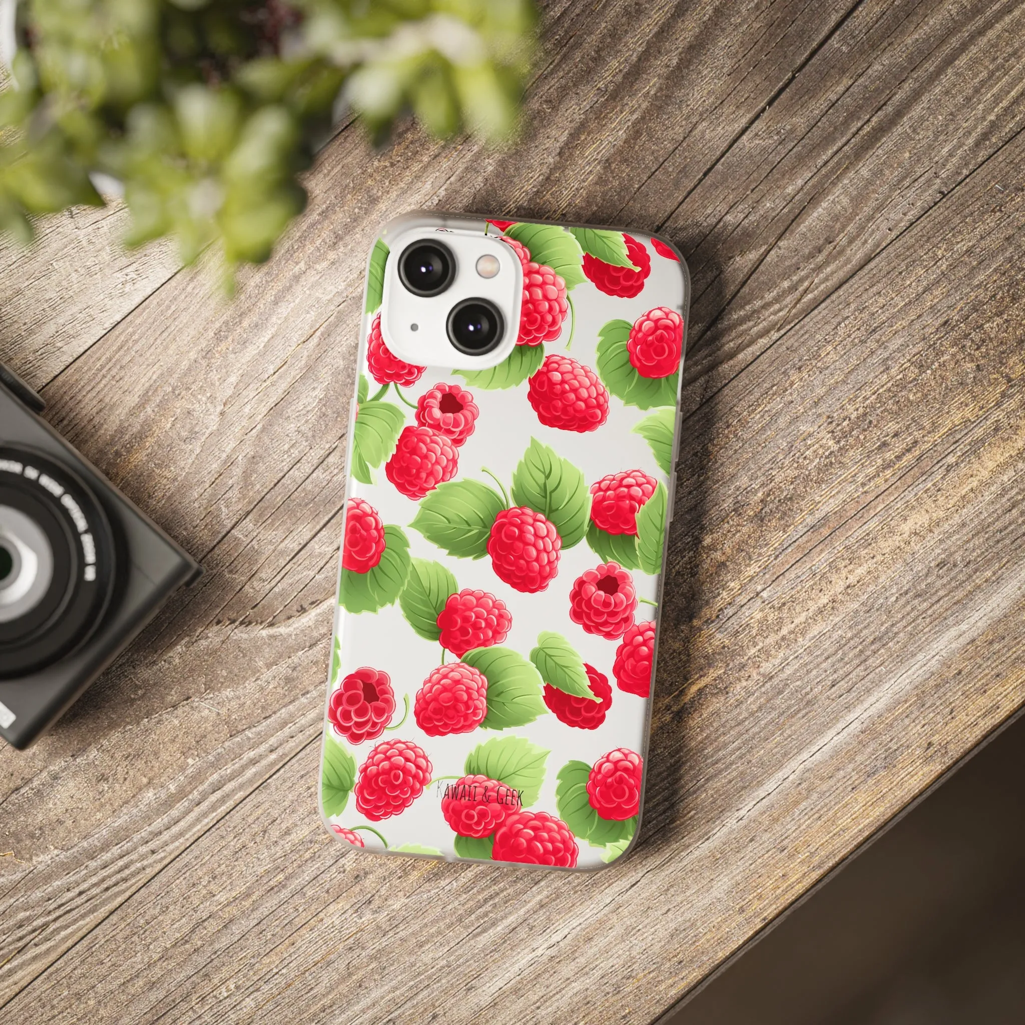 Raspberry Delight: Transparent Flexi Phone Case