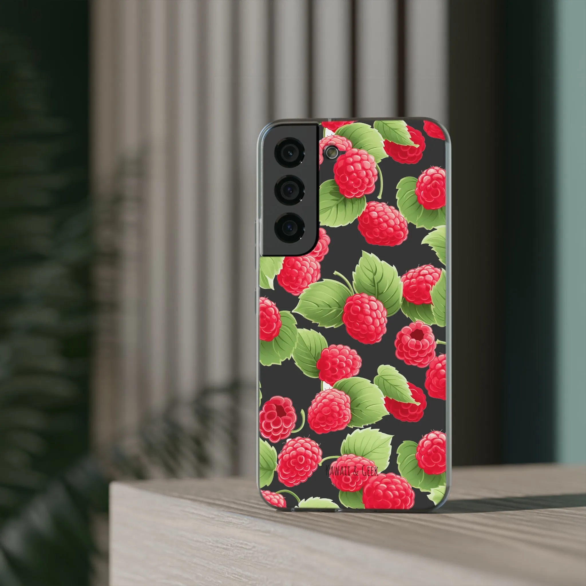 Raspberry Delight: Transparent Flexi Phone Case